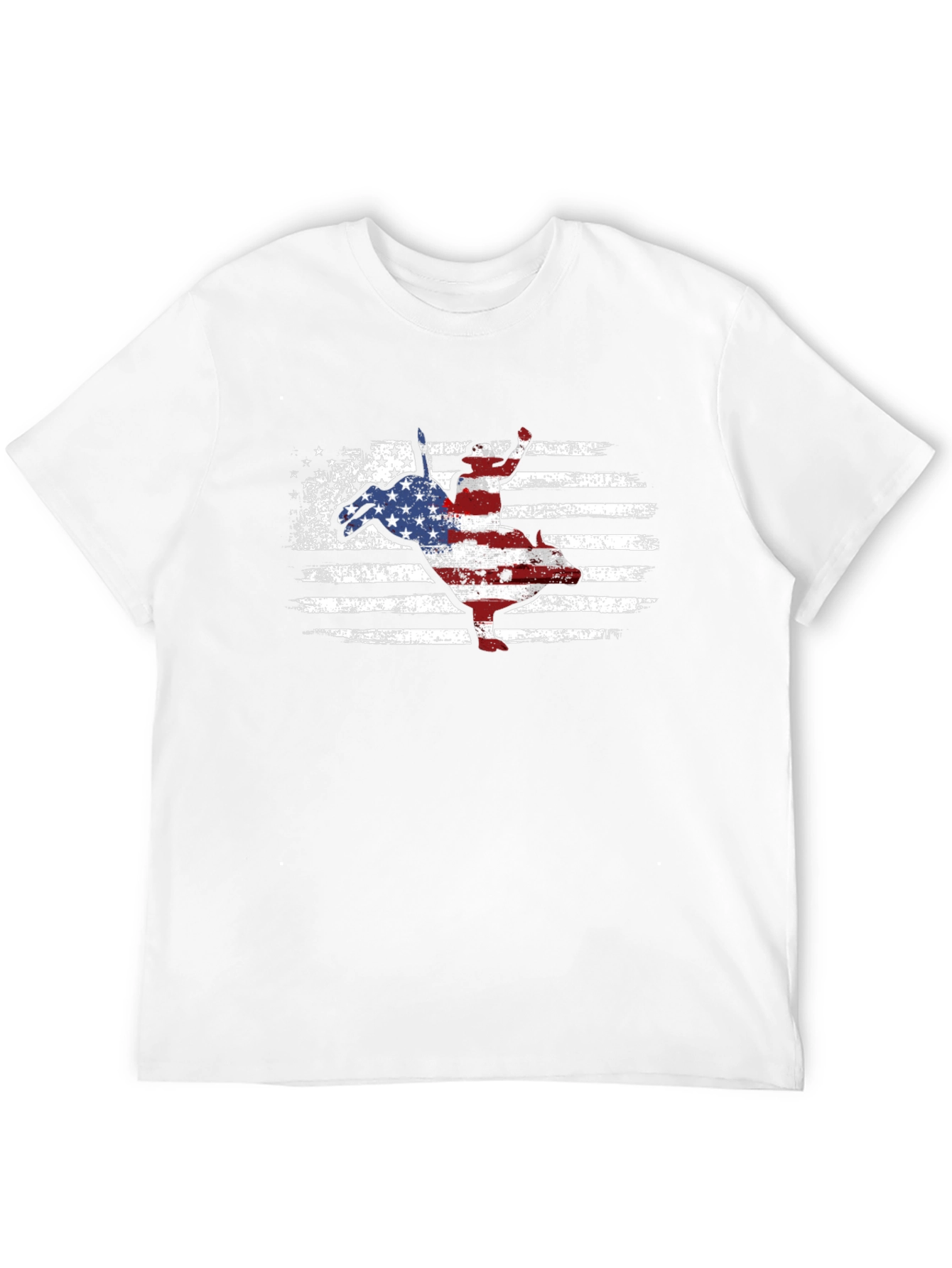 Black American Flag Bull Riding T-Shirt view 12