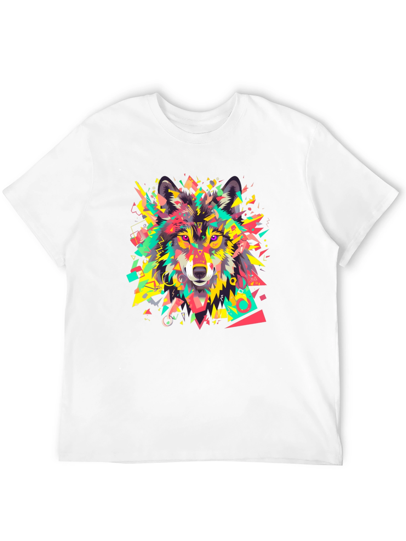 Black Geometric Wolf Graphic Black T-Shirt view 12