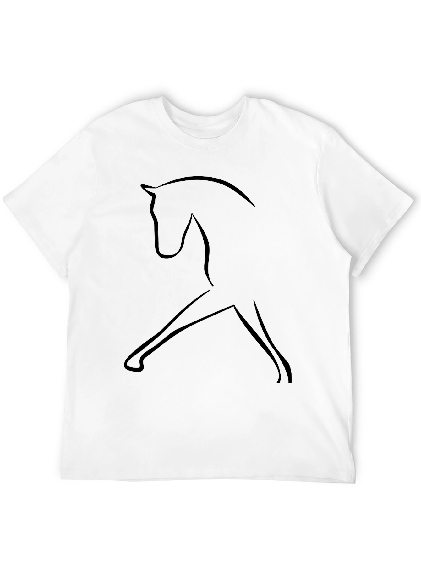 Black Minimalist Horse Outline Black T-Shirt view 12
