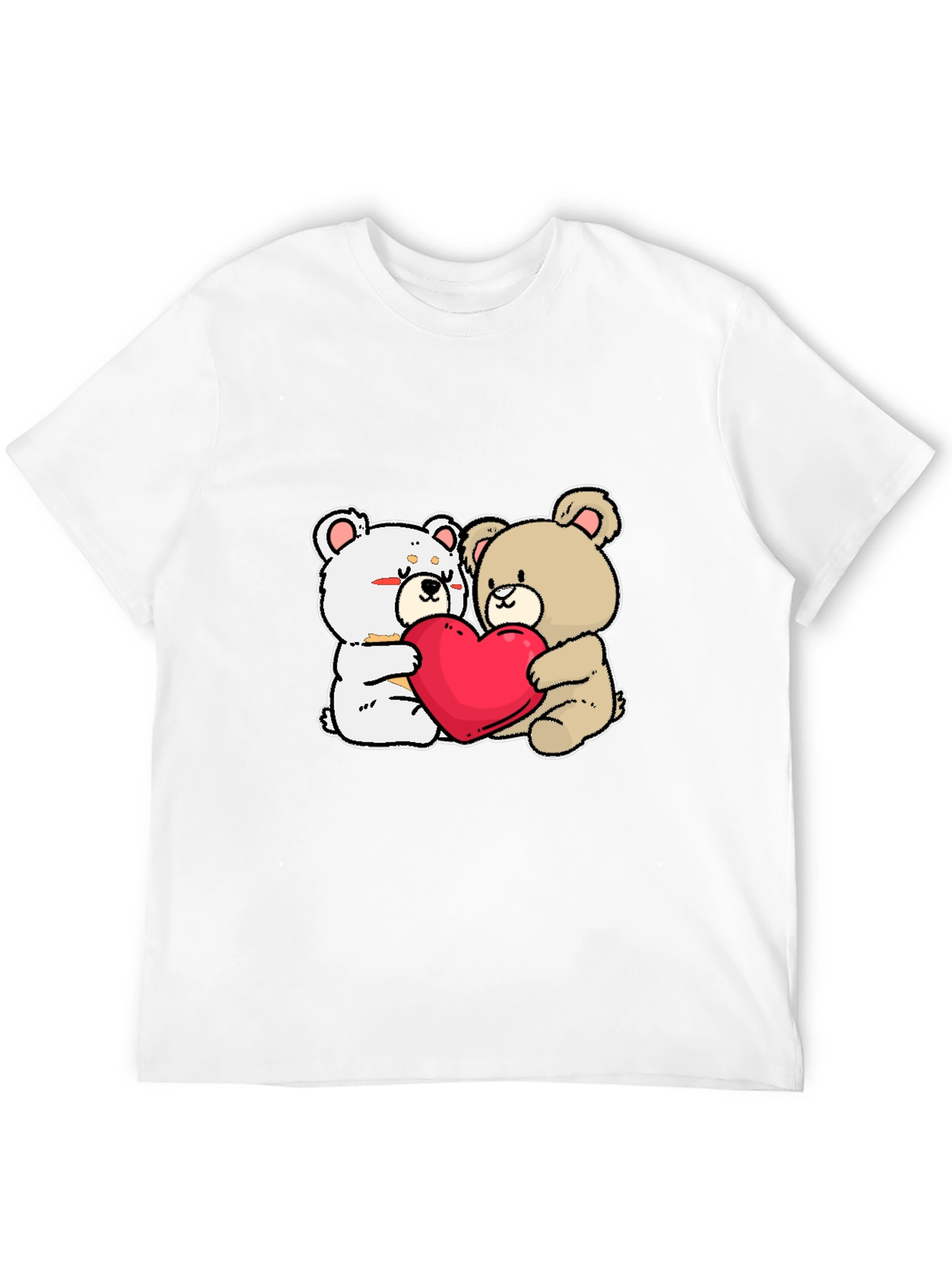 Black Cute Bears Hugging Heart T-Shirt view 12