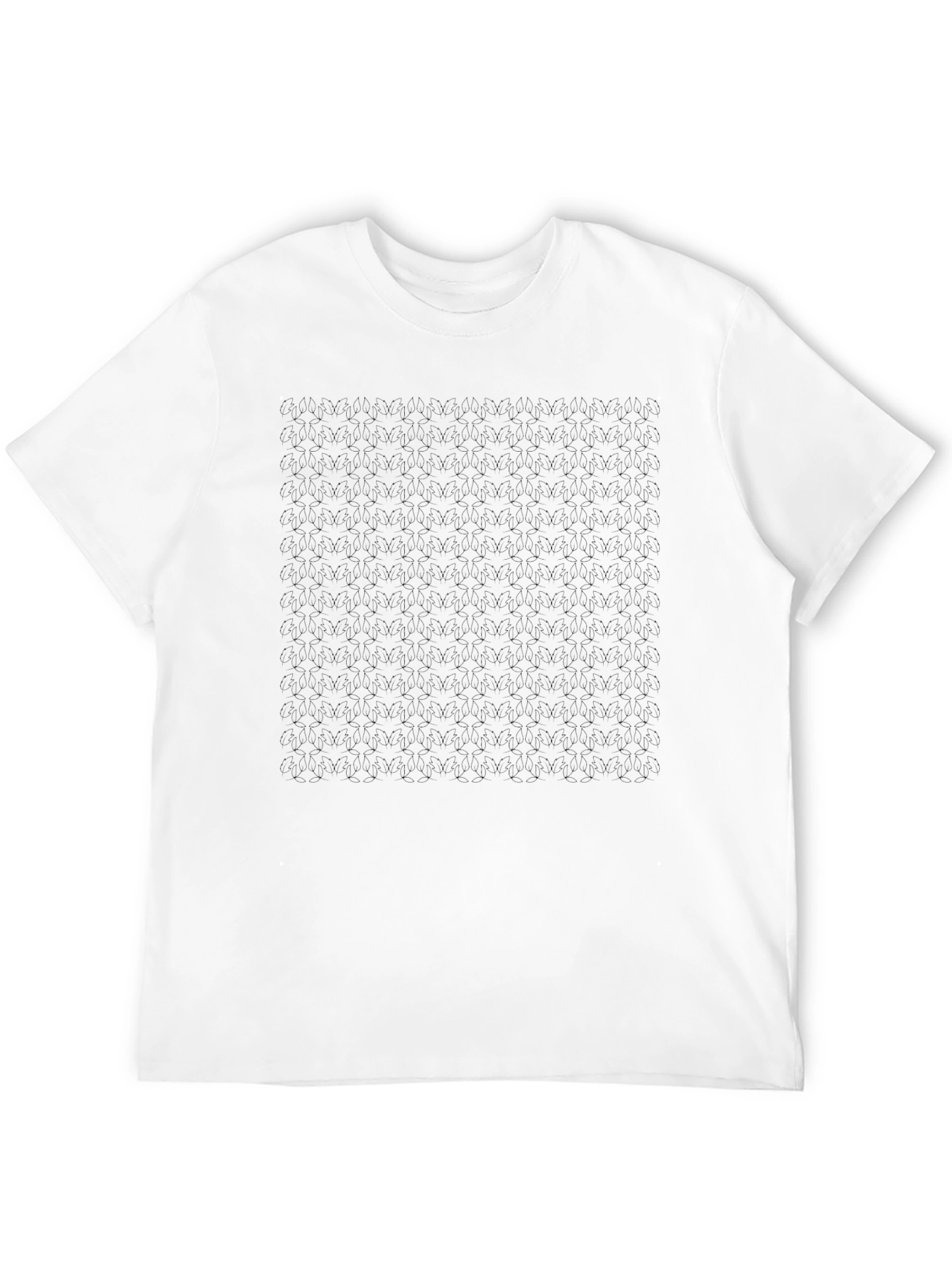 Black Crew Neck T-Shirt with Subtle Pattern - 12