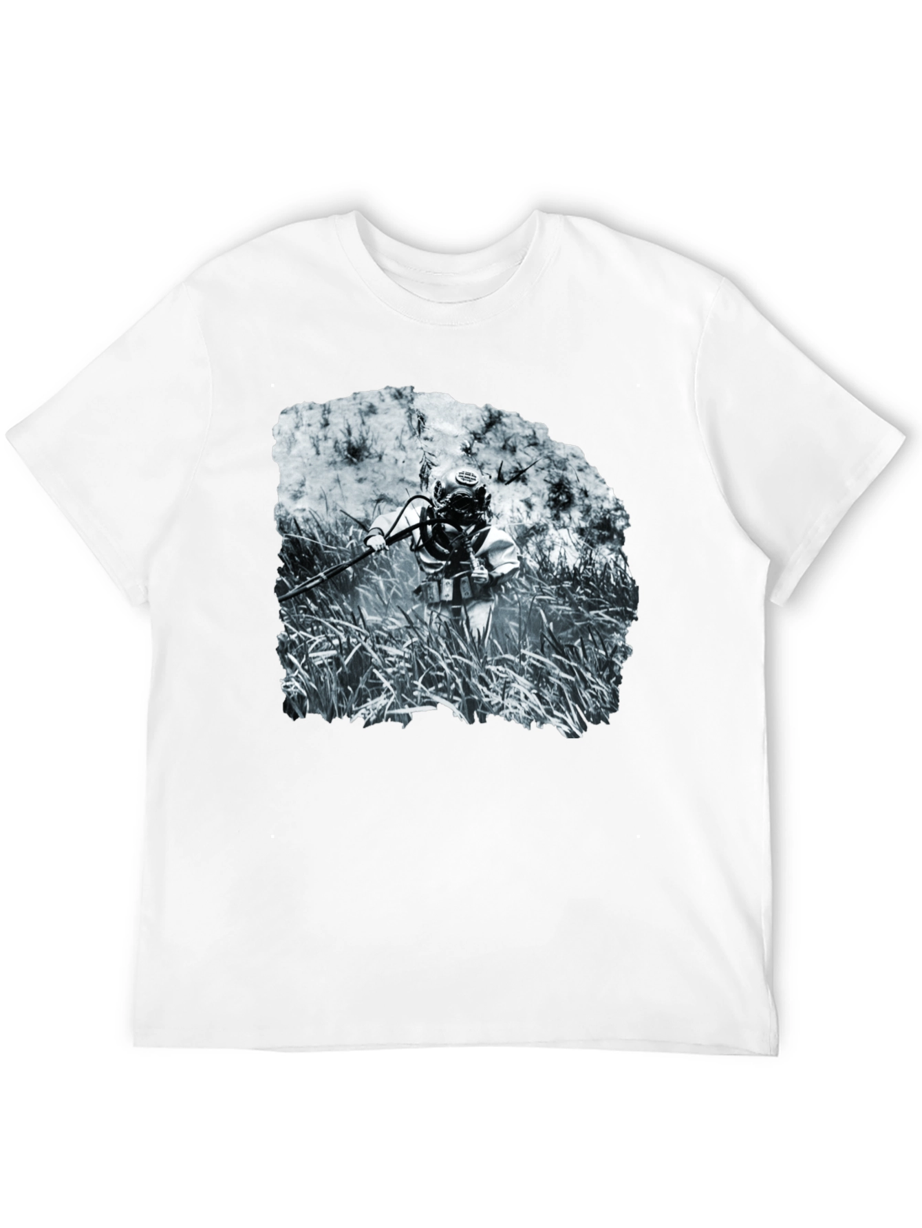 Black Vintage Diver Graphic Tee - Black Crew Neck view 12