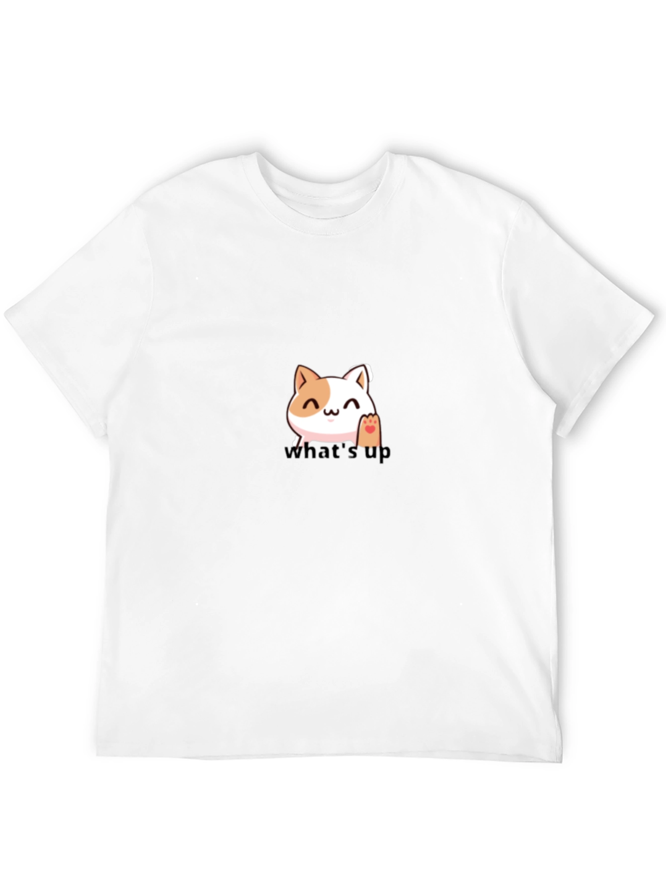 Black Cute Cat "What's Up" Graphic T-Shirt view 12