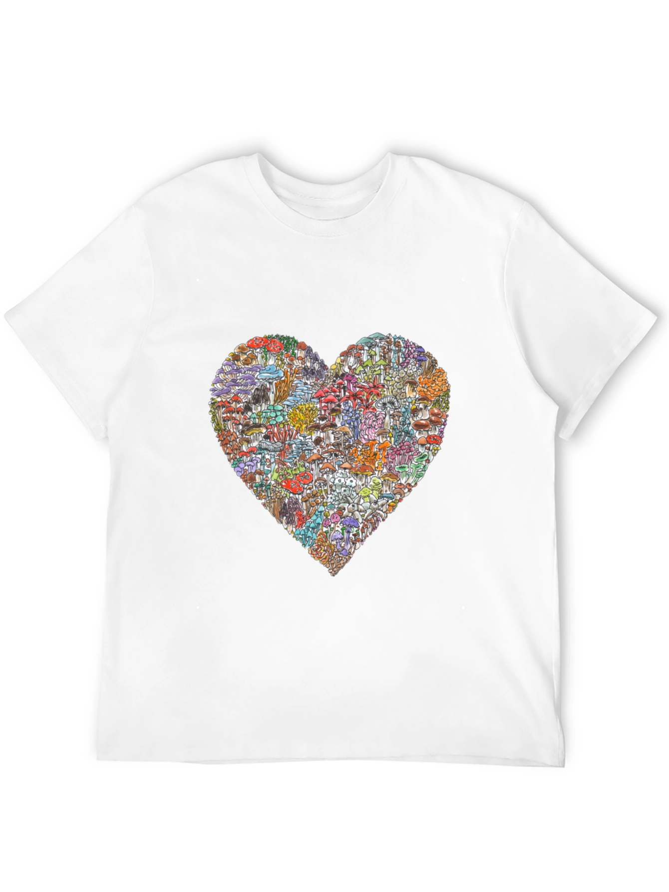 Black Mushroom Heart Graphic T-Shirt - Unique Design view 12