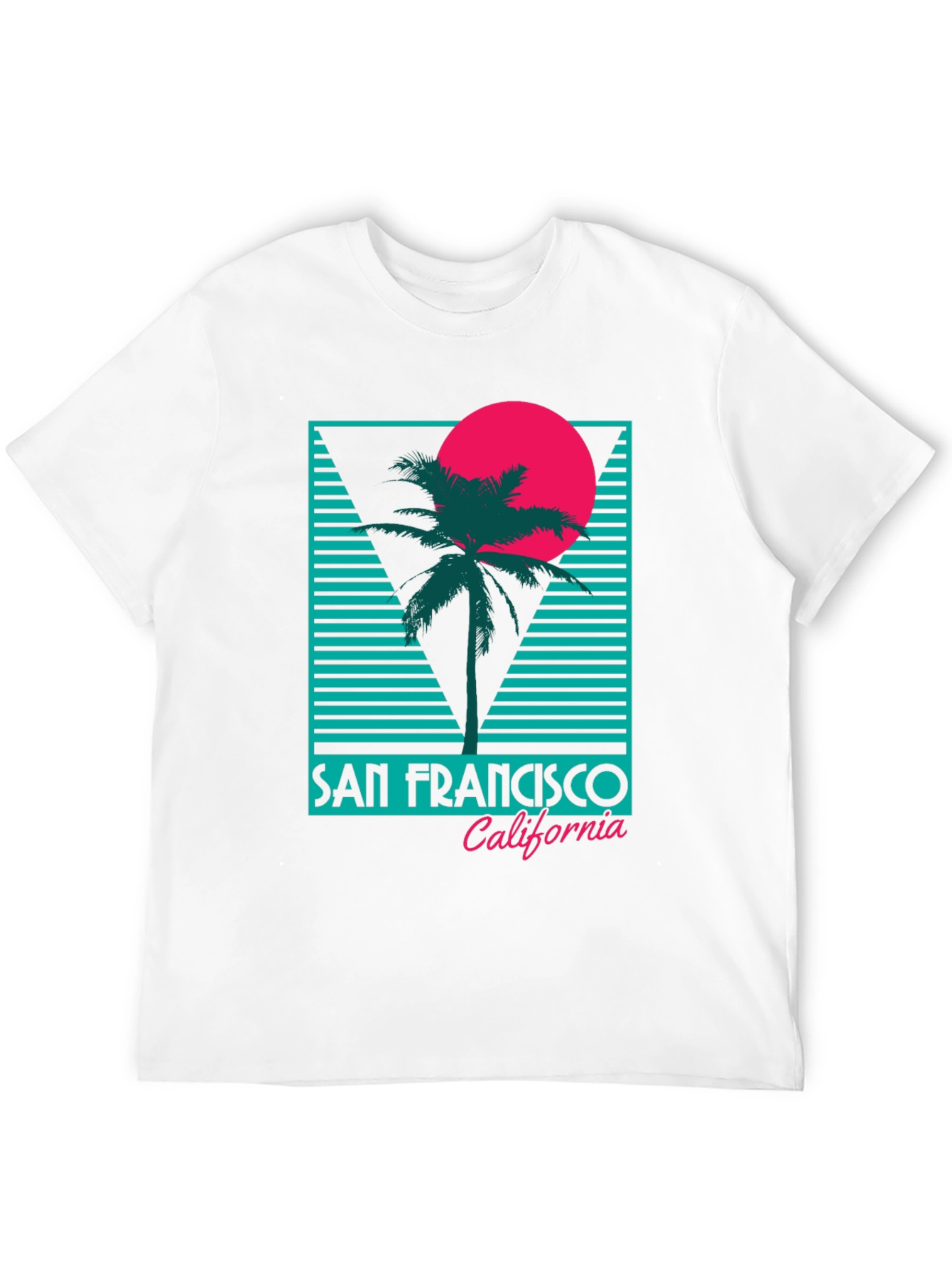 Black Retro San Francisco T-Shirt Palm Tree Sunset Design view 12