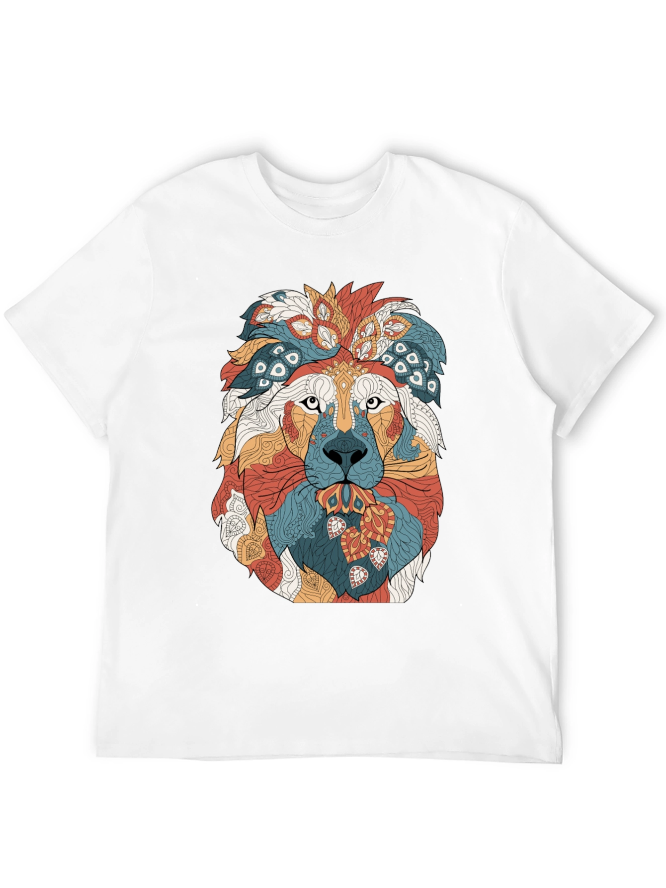 Black Lion Graphic Print Crew Neck T-Shirt - Artistic Design view 12