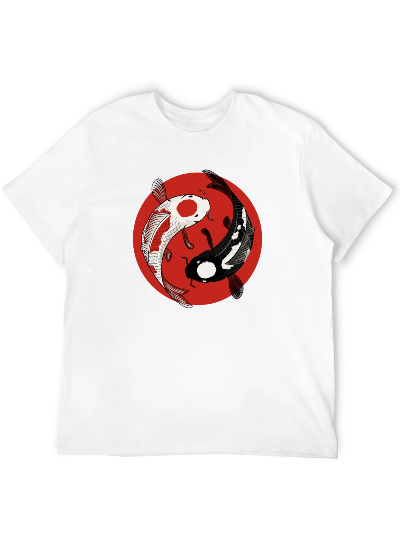 Black Yin Yang Koi Fish Graphic Tee - Black Cotton T-Shirt view 12