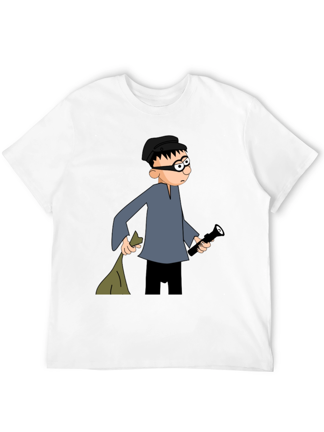 Black Cartoon Burglar Black T-Shirt view 12