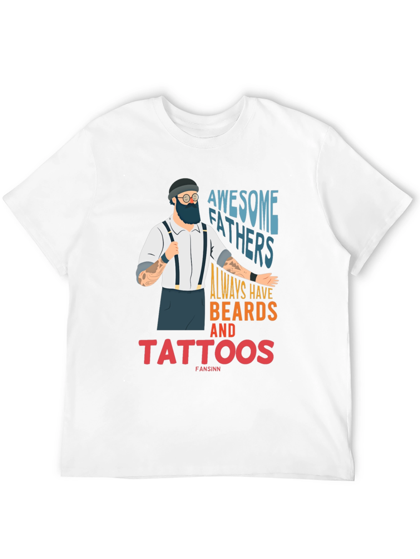 Black Awesome Fathers Beards Tattoos Graphic Tee view 12