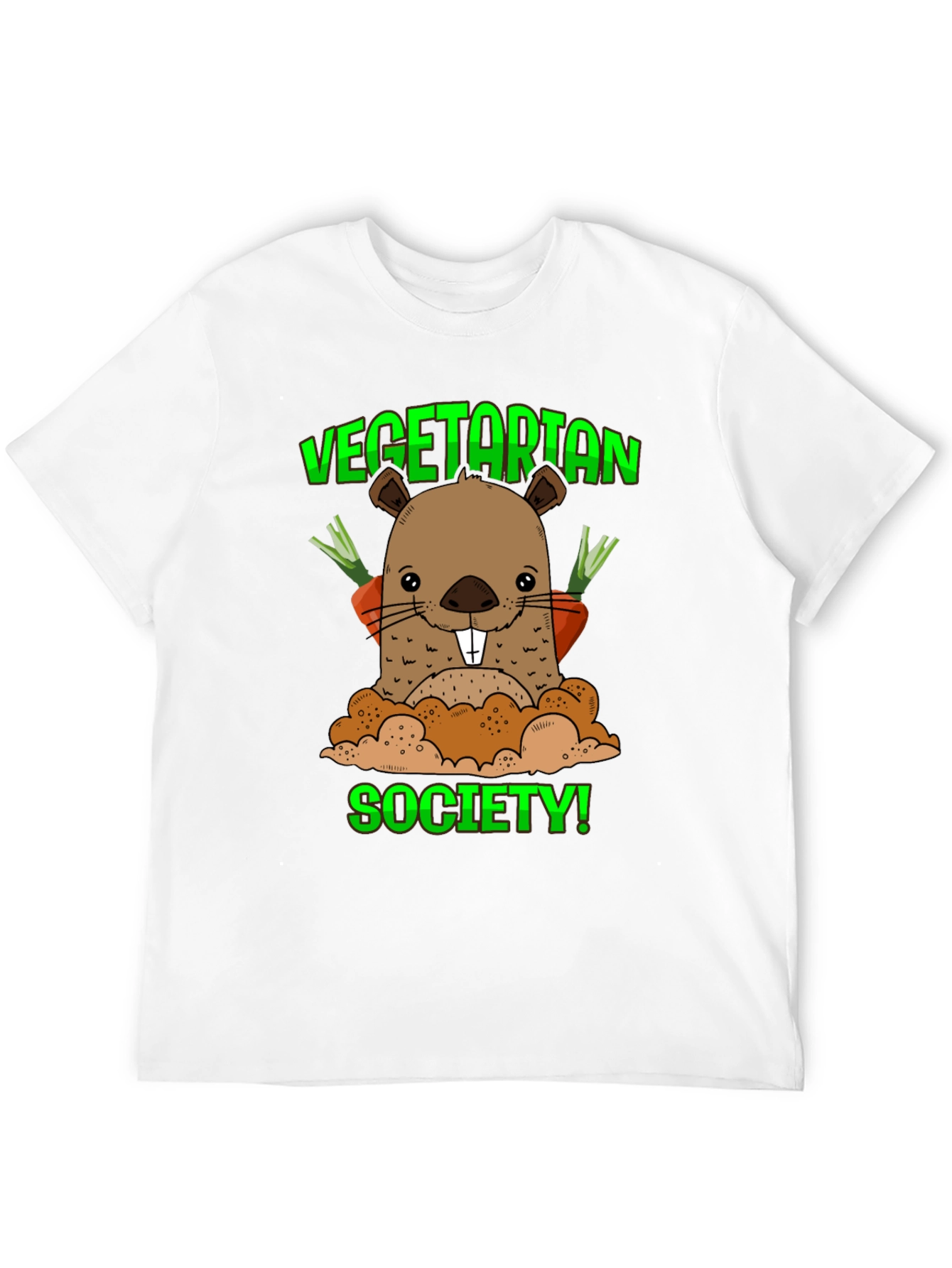 Black Vegetarian Society T-Shirt with Groundhog Graphic view 12