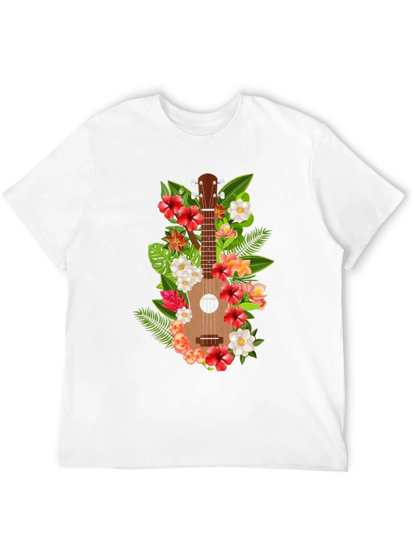 Black Floral Ukulele Black T-Shirt view 12