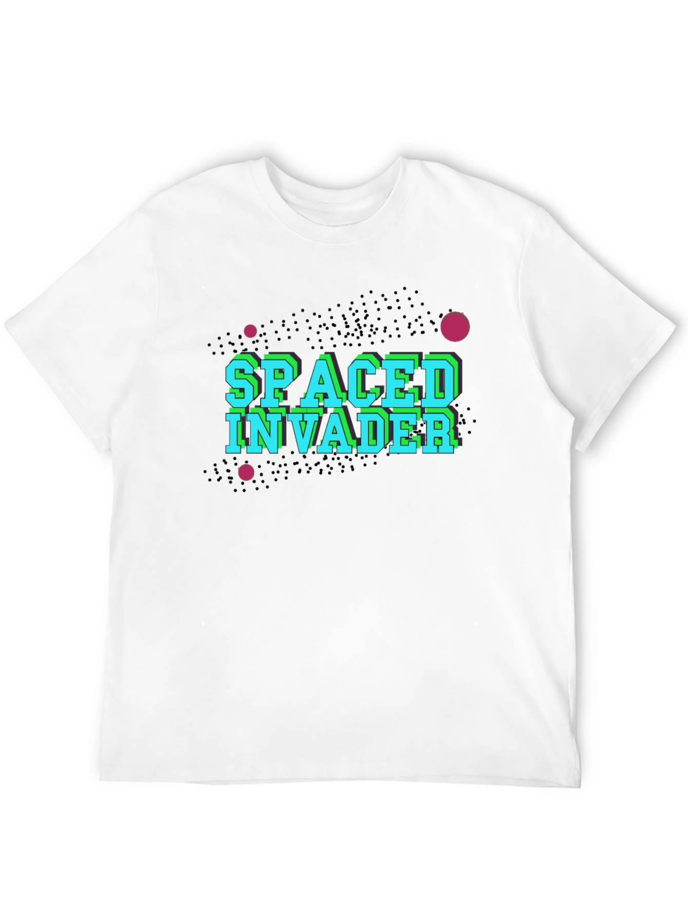 Black Spaced Invader Black T-Shirt - Retro Gaming view 12