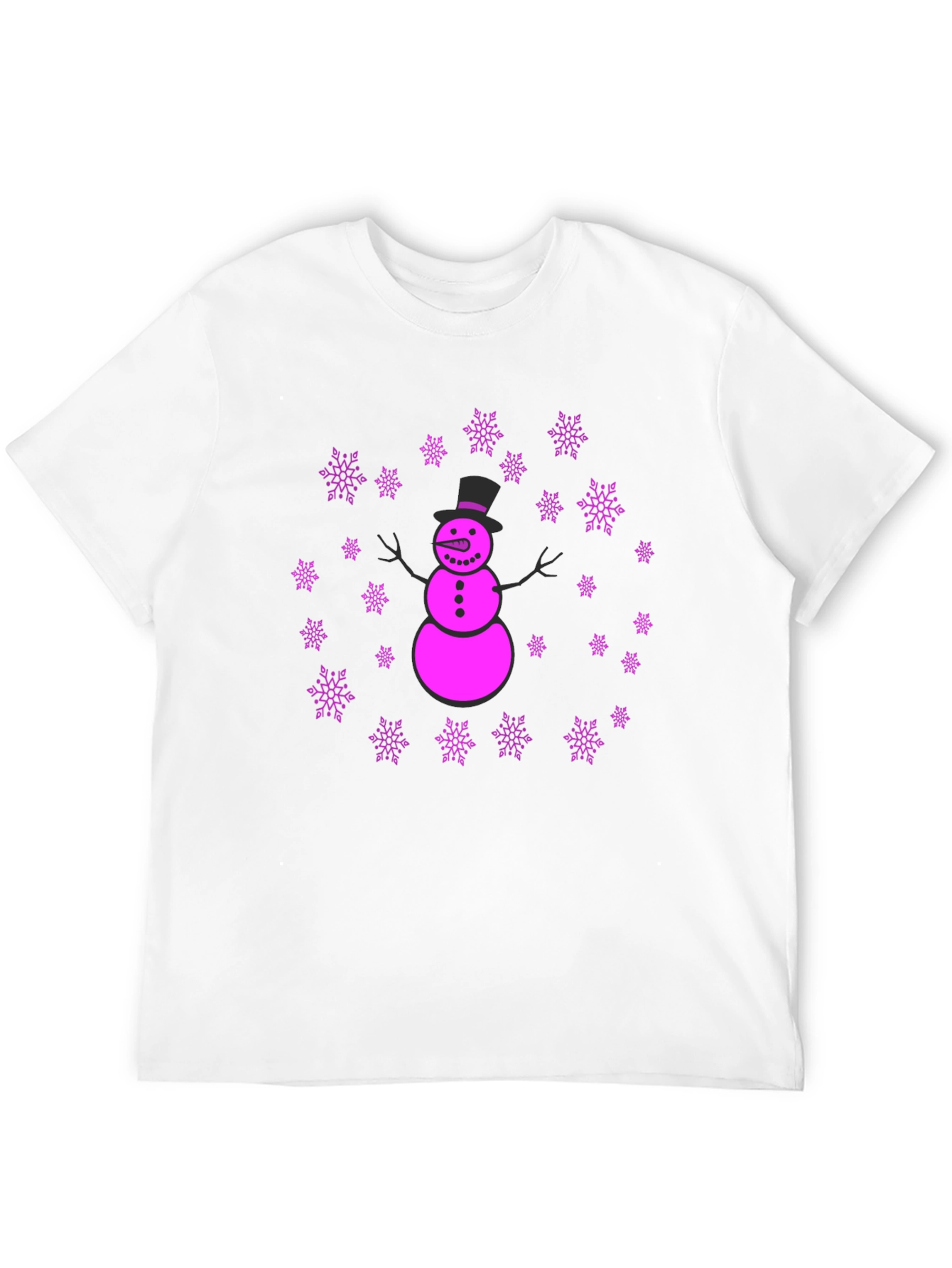 Black Snowman Snowflake Graphic T-Shirt - Fun Winter Holiday Apparel view 12