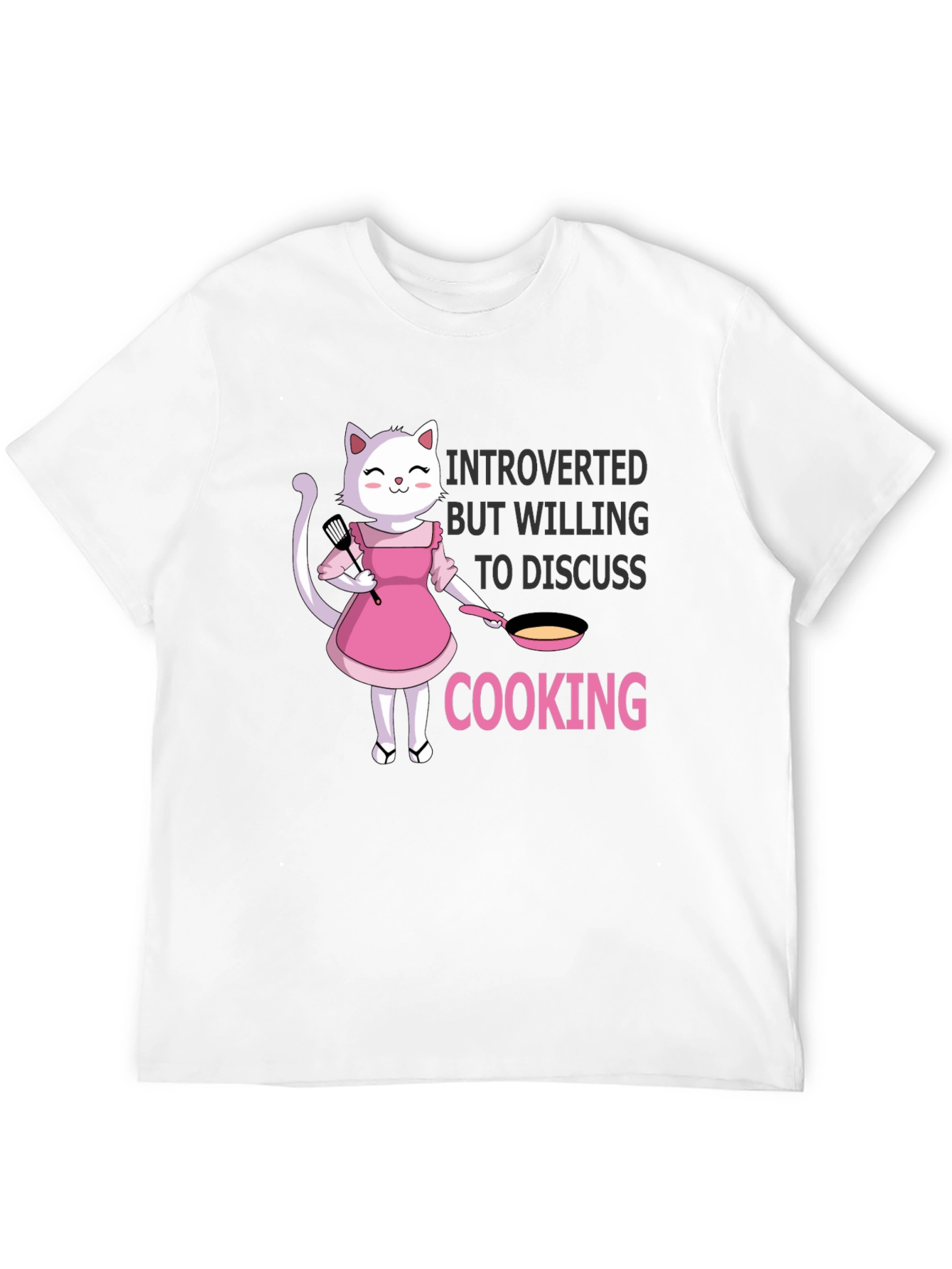 Black Introverted Cooking Cat T-Shirt view 12