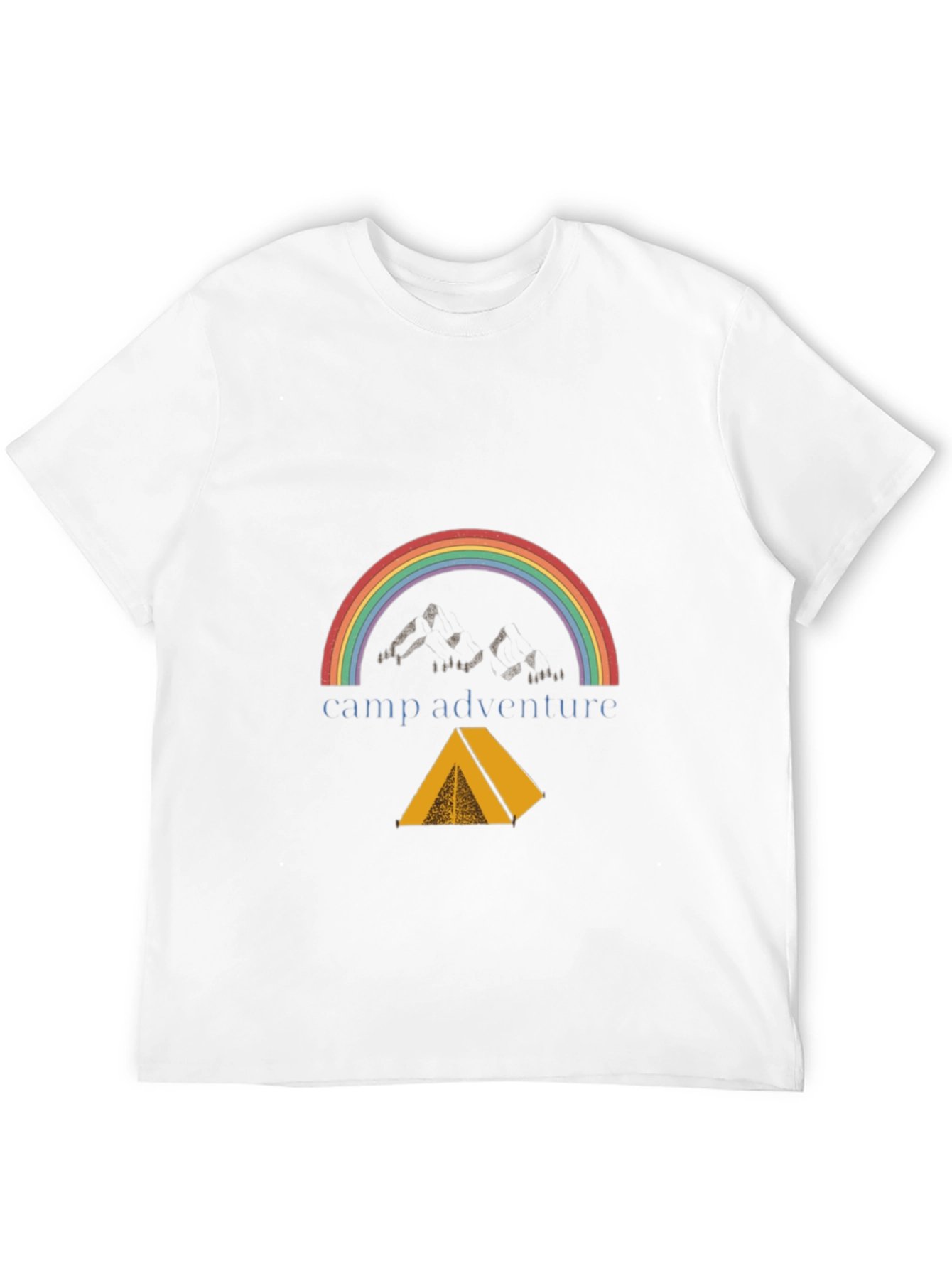 Black Camp Adventure Black T-Shirt, Rainbow Mountain Tent Design view 12