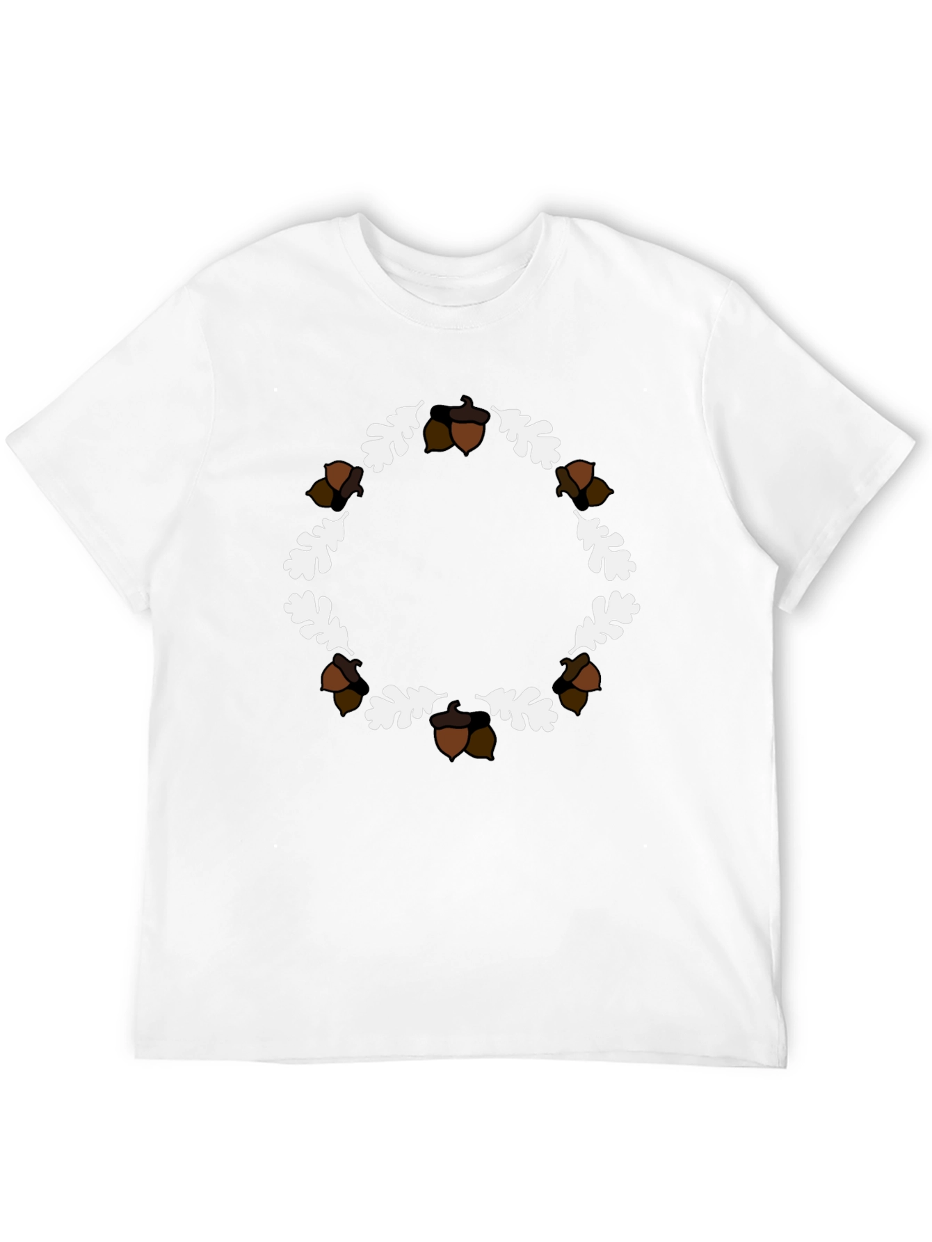 Black Autumn Acorn & Oak Leaf Wreath T-Shirt view 12