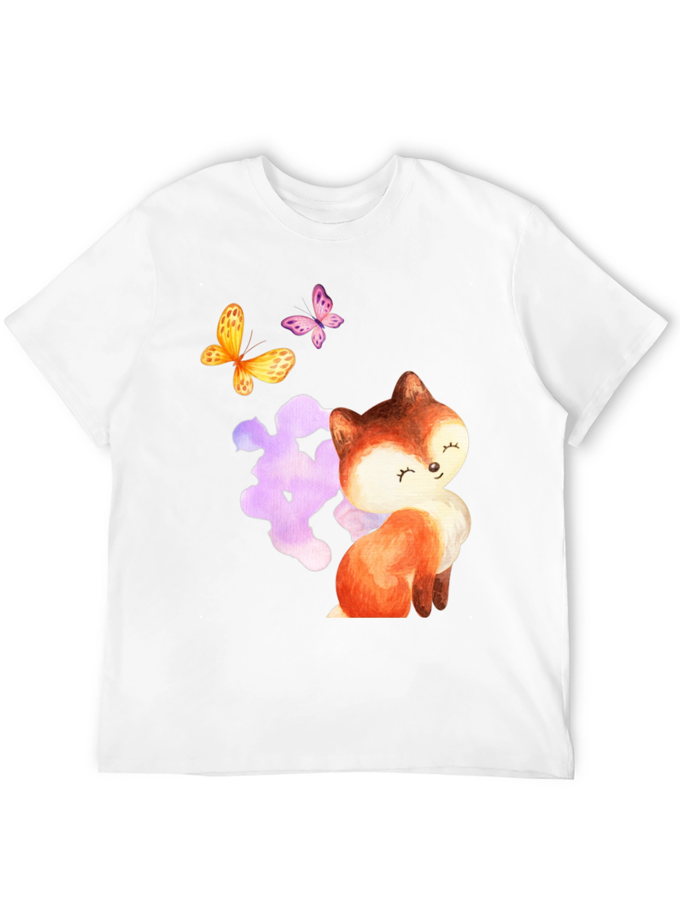 Black Cute Fox & Butterfly Graphic Tee - Stylish Comfort view 12