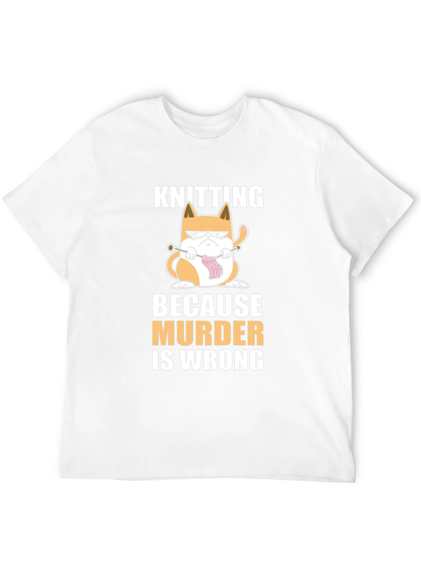 Black Knitting Cat T-Shirt - Because Murder Is Wrong Funny Tee view 12