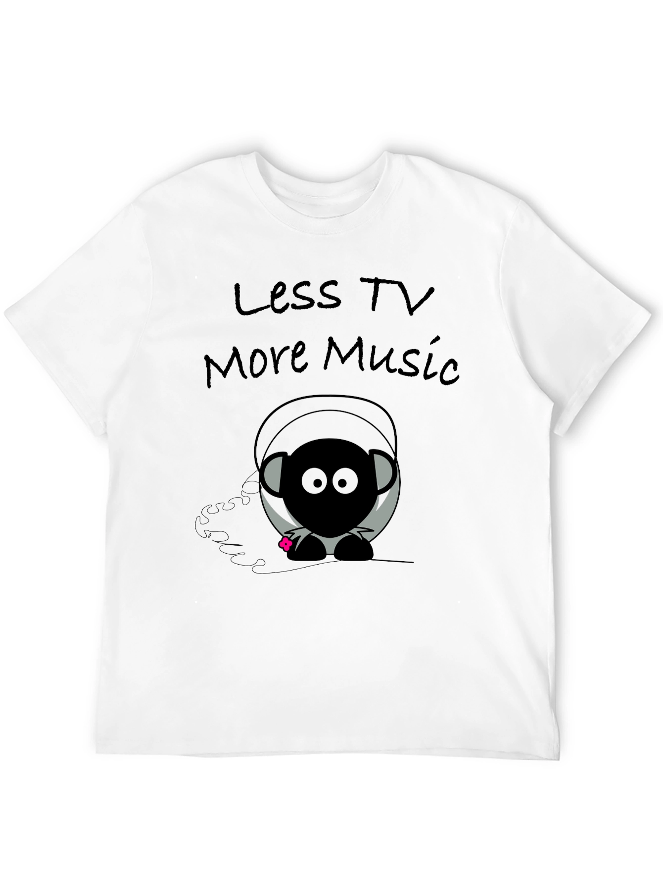 Black Less TV More Music Graphic T-Shirt view 12