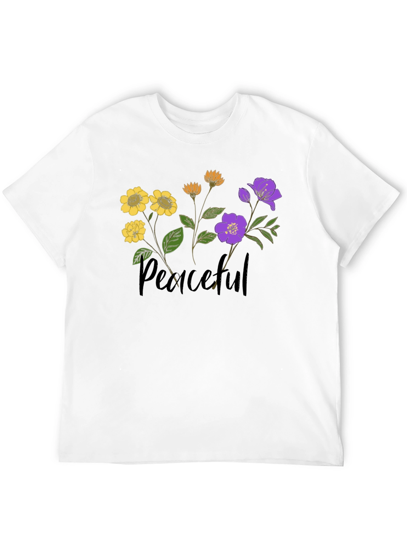 Black Peaceful Flower Graphic Tee view 12