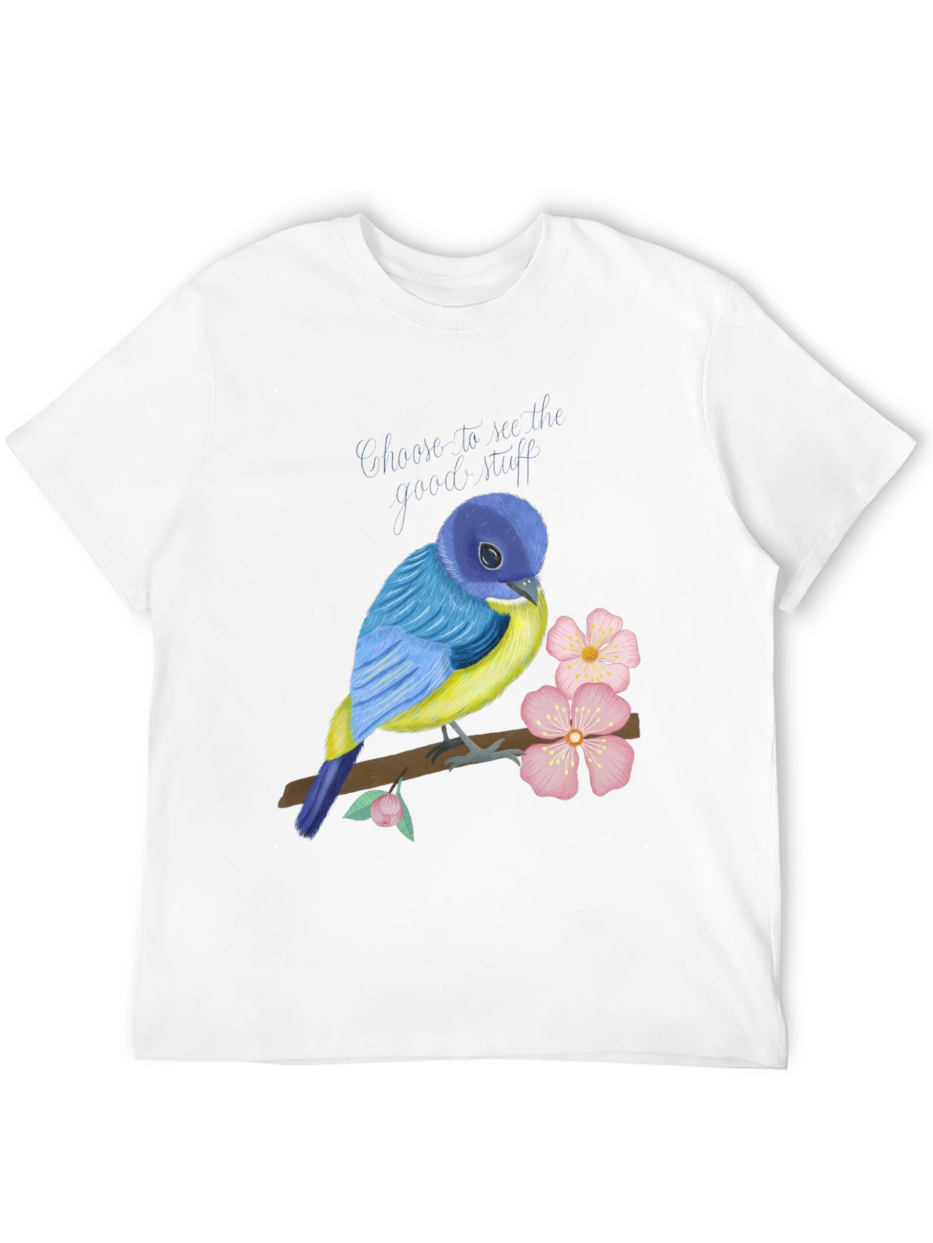 Black Blue Bird Graphic T-Shirt - Choose to See the Good view 12