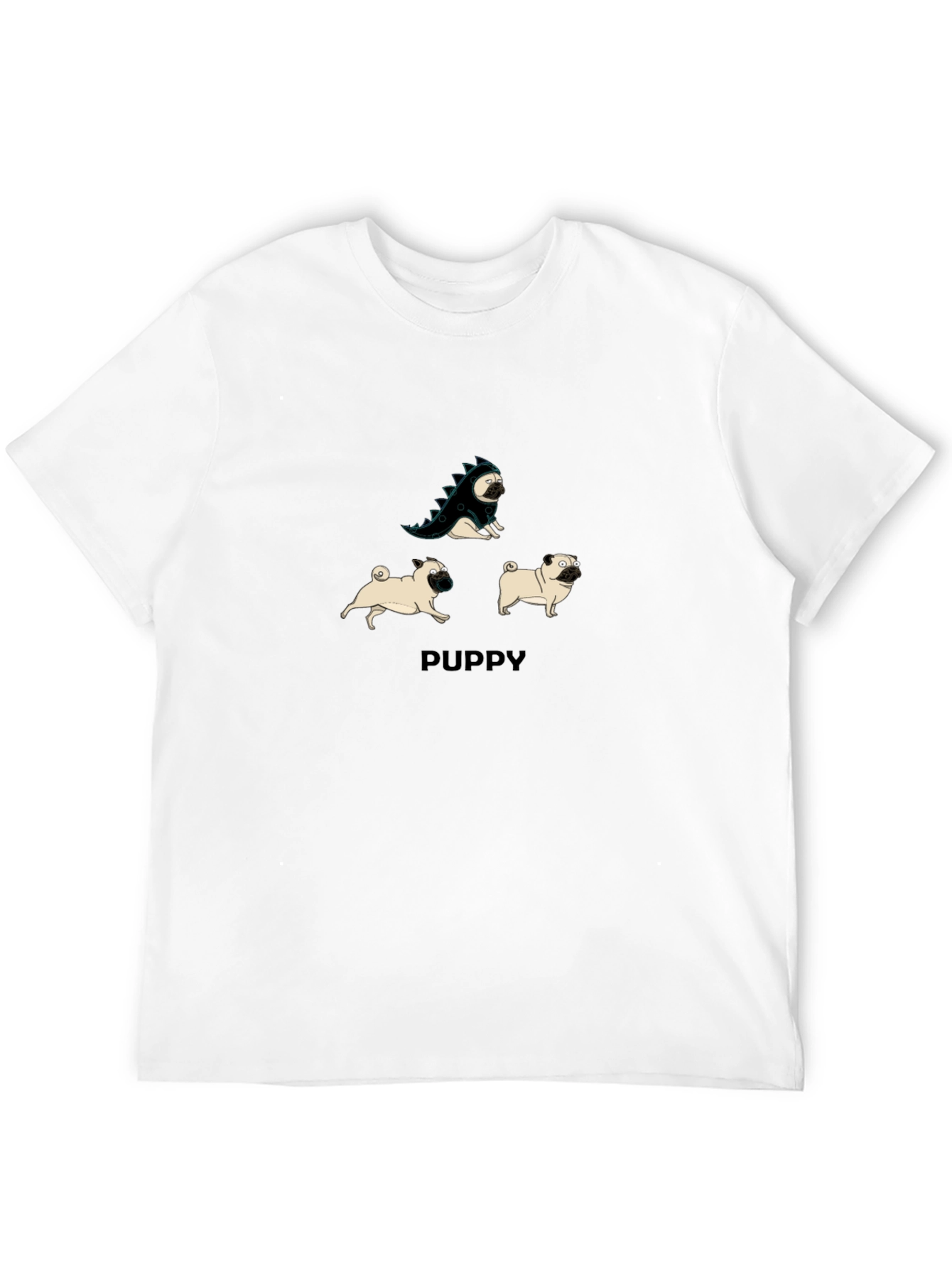 Black Puppy Pug T-Shirt: Dino & Friends Graphic Tee view 12