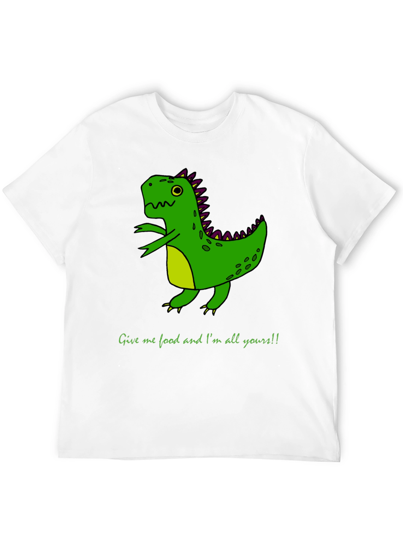 Black Funny Dinosaur Graphic Tee - Give me Food! view 12