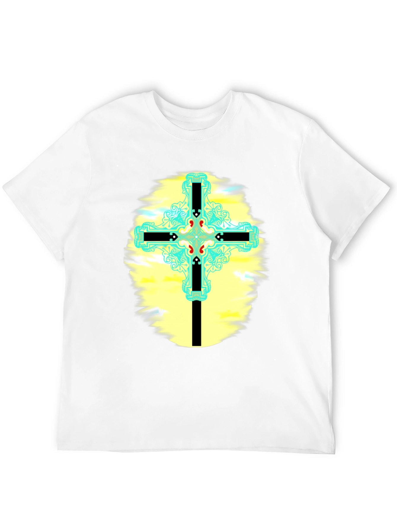 Black Cross Graphic T-Shirt - Black Cotton Blend view 12