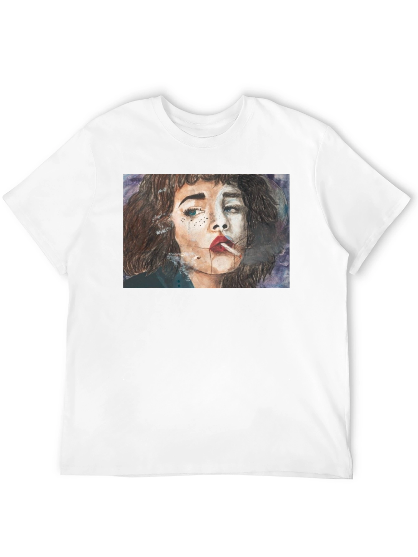 Black Smoking Woman Graphic Tee - Unisex Black T-Shirt view 12