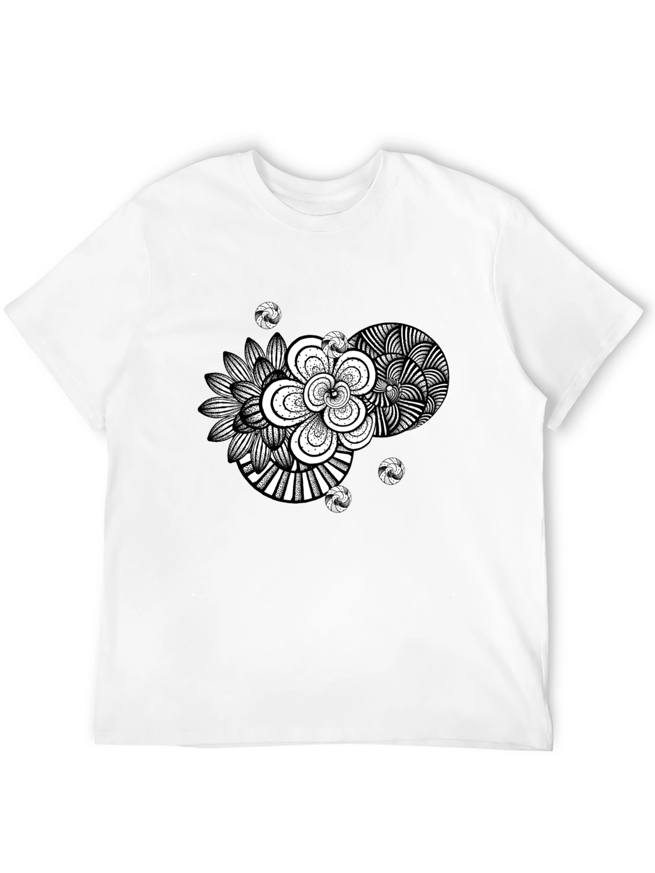 Black Abstract Floral Graphic Black T-Shirt view 12