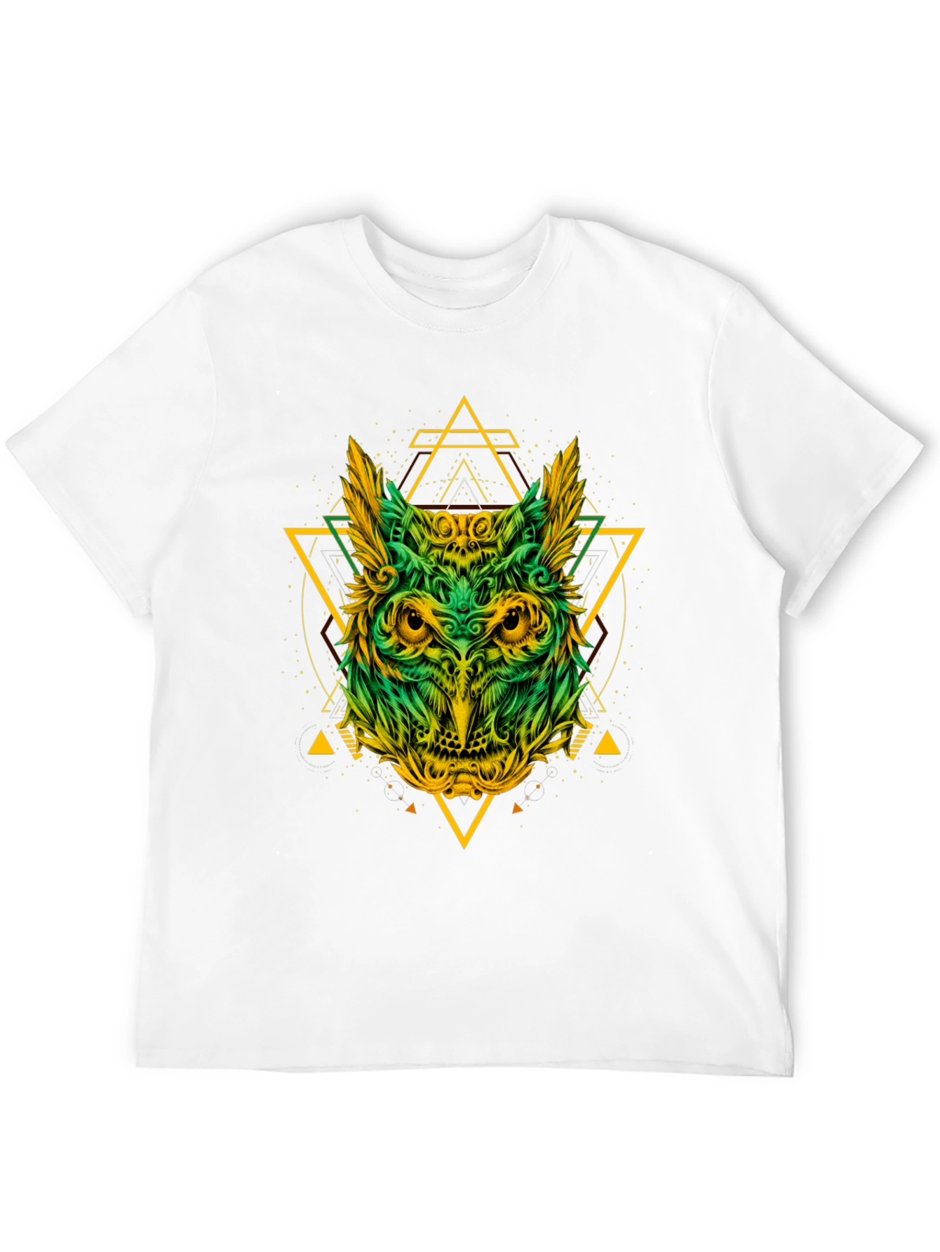 Black Geometric Owl Graphic Print Black T-Shirt view 12