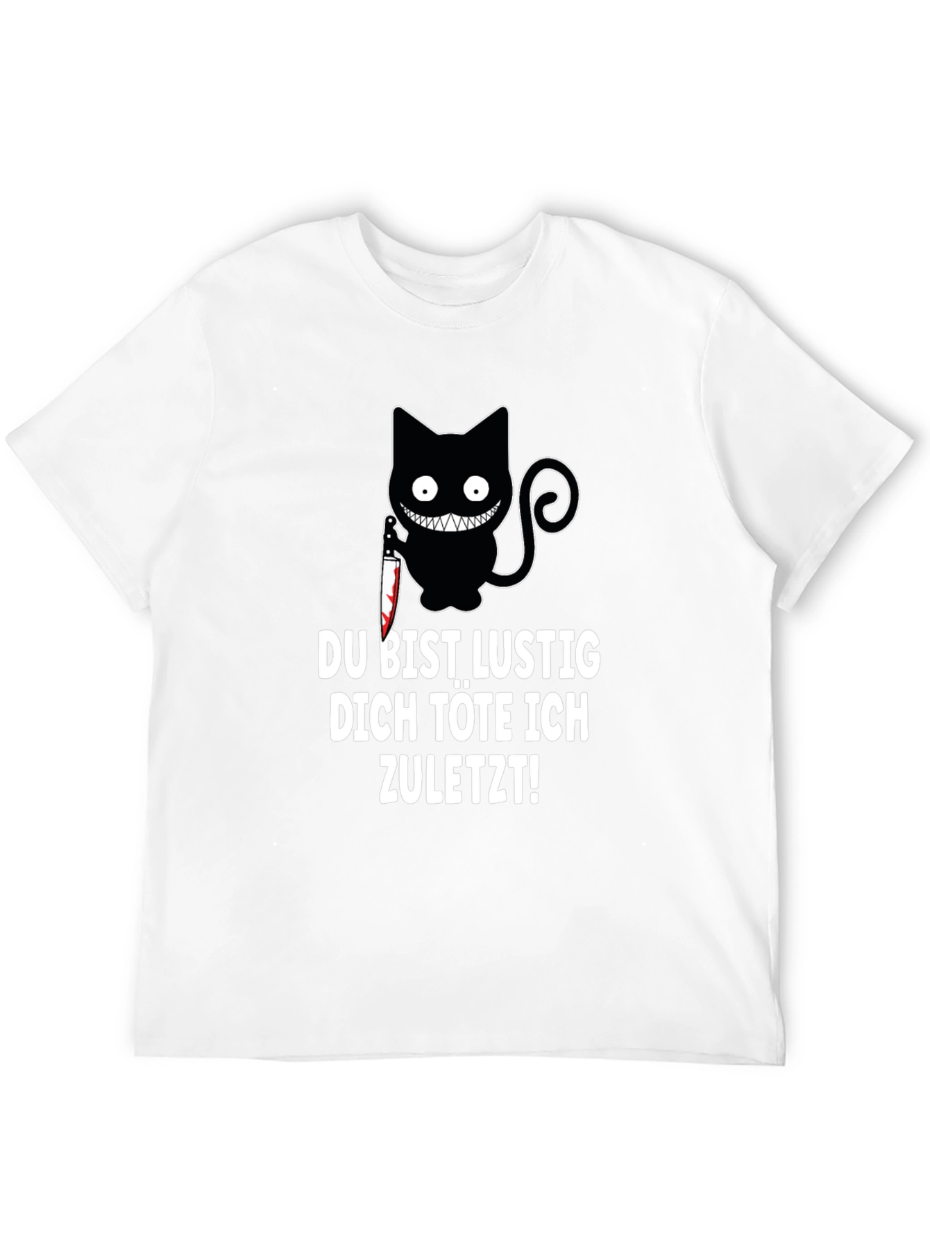Black Creepy Cat Knife T-Shirt: Du Bist Lustig... view 12