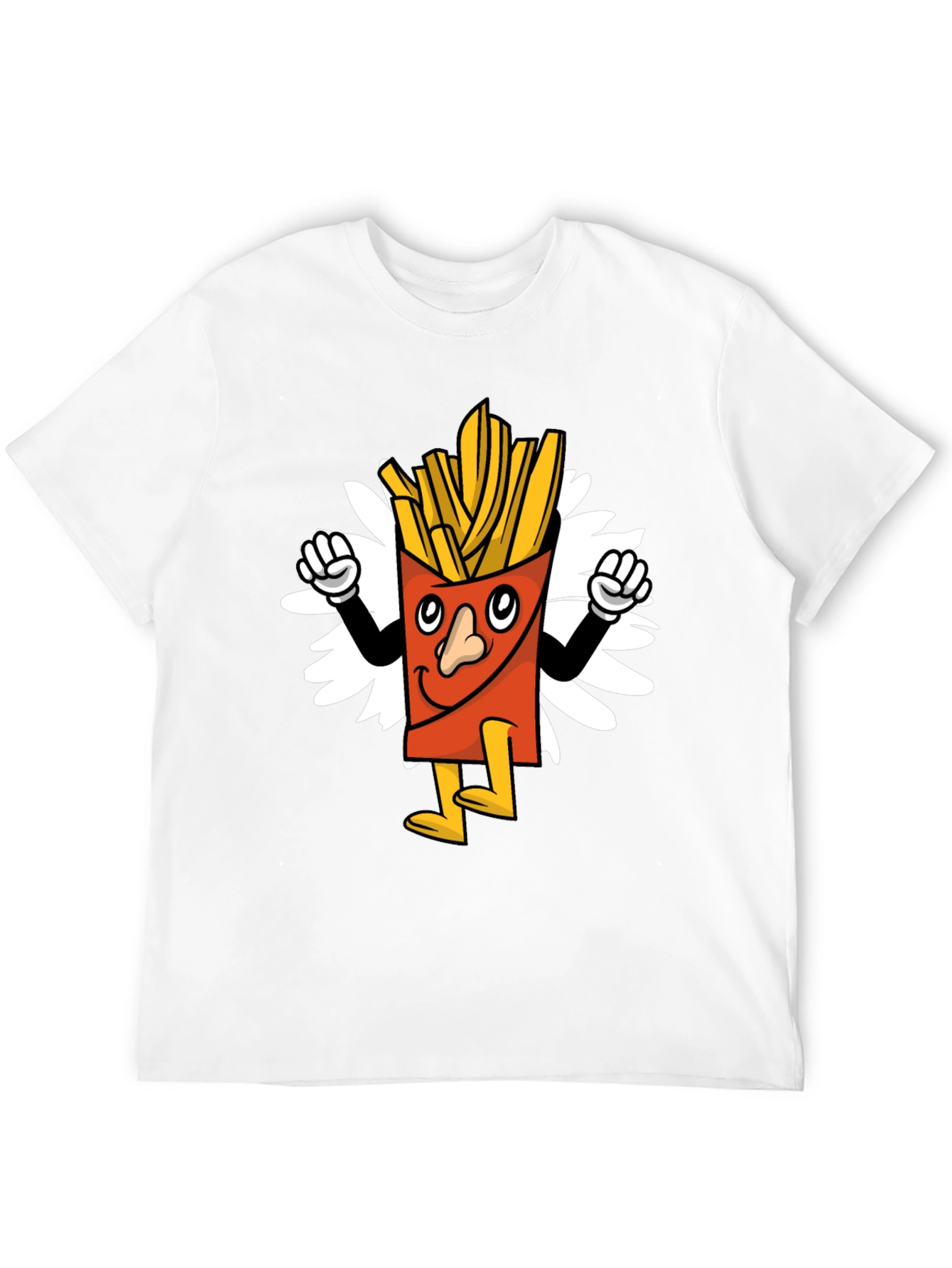 Black Cartoon Fries Graphic Tee - Black Casual T-Shirt view 12