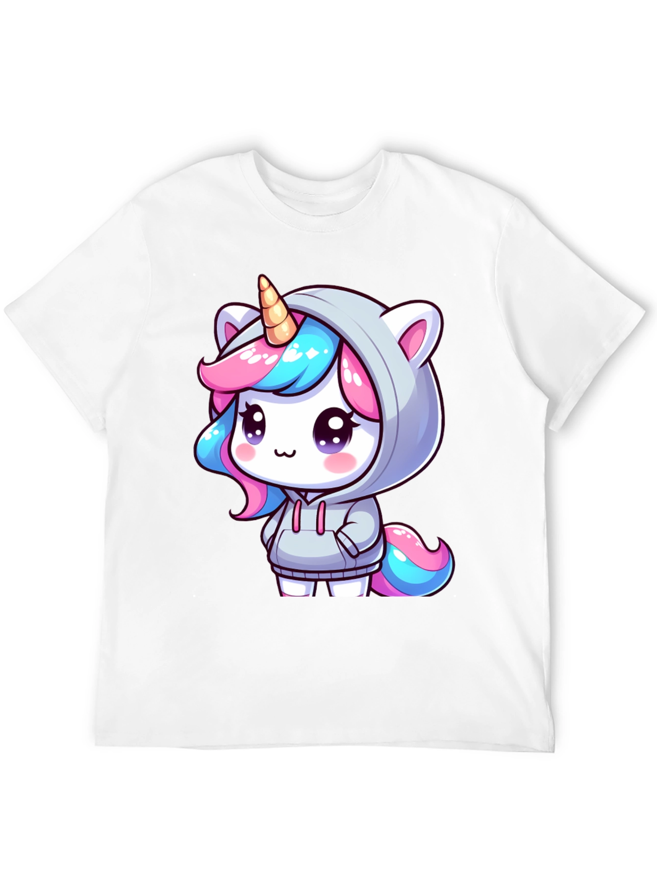 Black Unicorn Hoodie Graphic Tee - Men's Black T-Shirt view 12