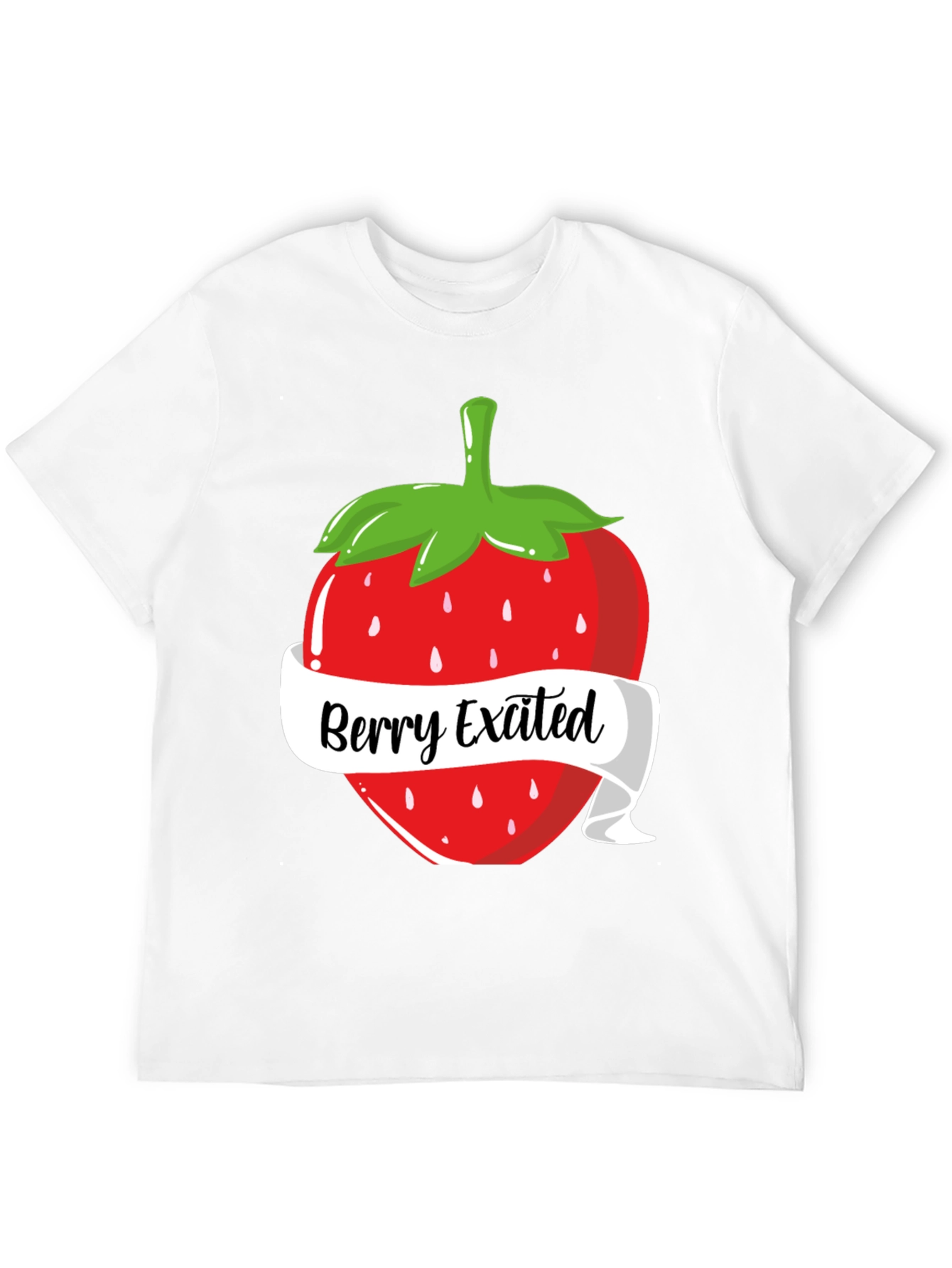 Black Berry Excited T-Shirt: Fun Strawberry Design view 12