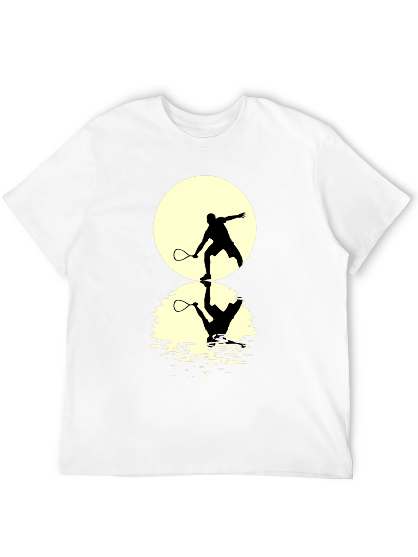 Black Squash Player Moon Reflection Graphic T-Shirt view 12
