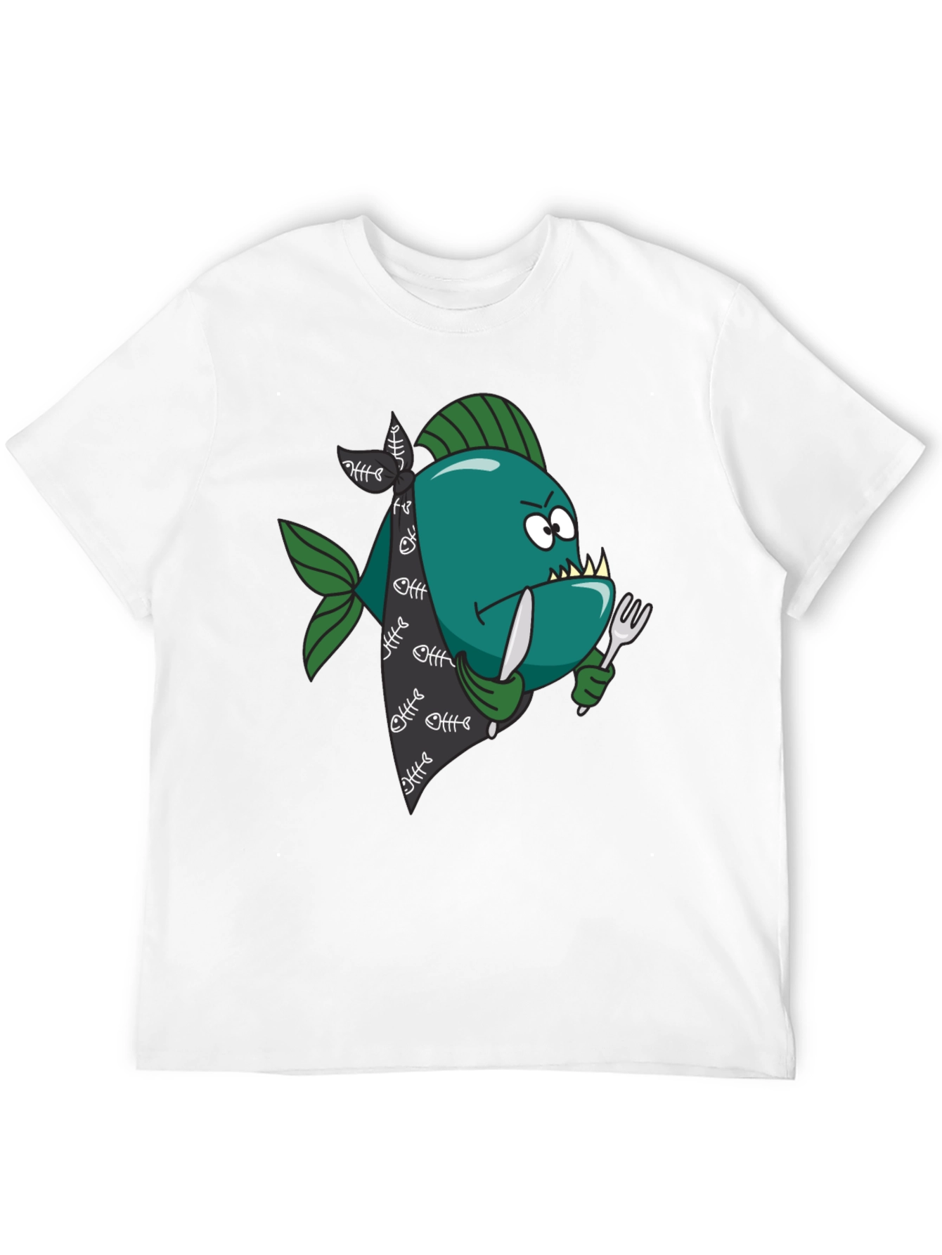 Black Cartoon Piranha T-Shirt - Graphic Print view 12