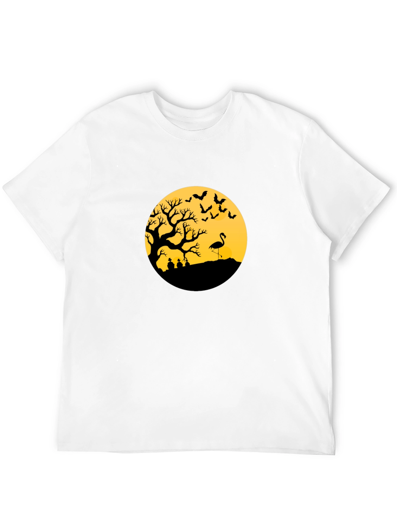 Black Halloween Tree Flamingo Tee view 12
