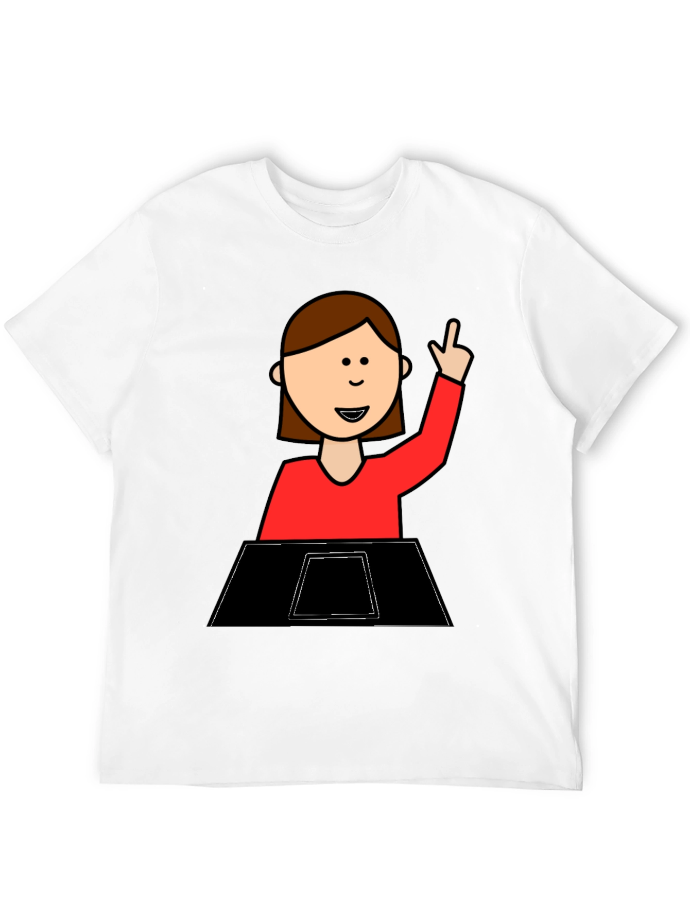 Black Funny Cartoon Student T-Shirt view 12