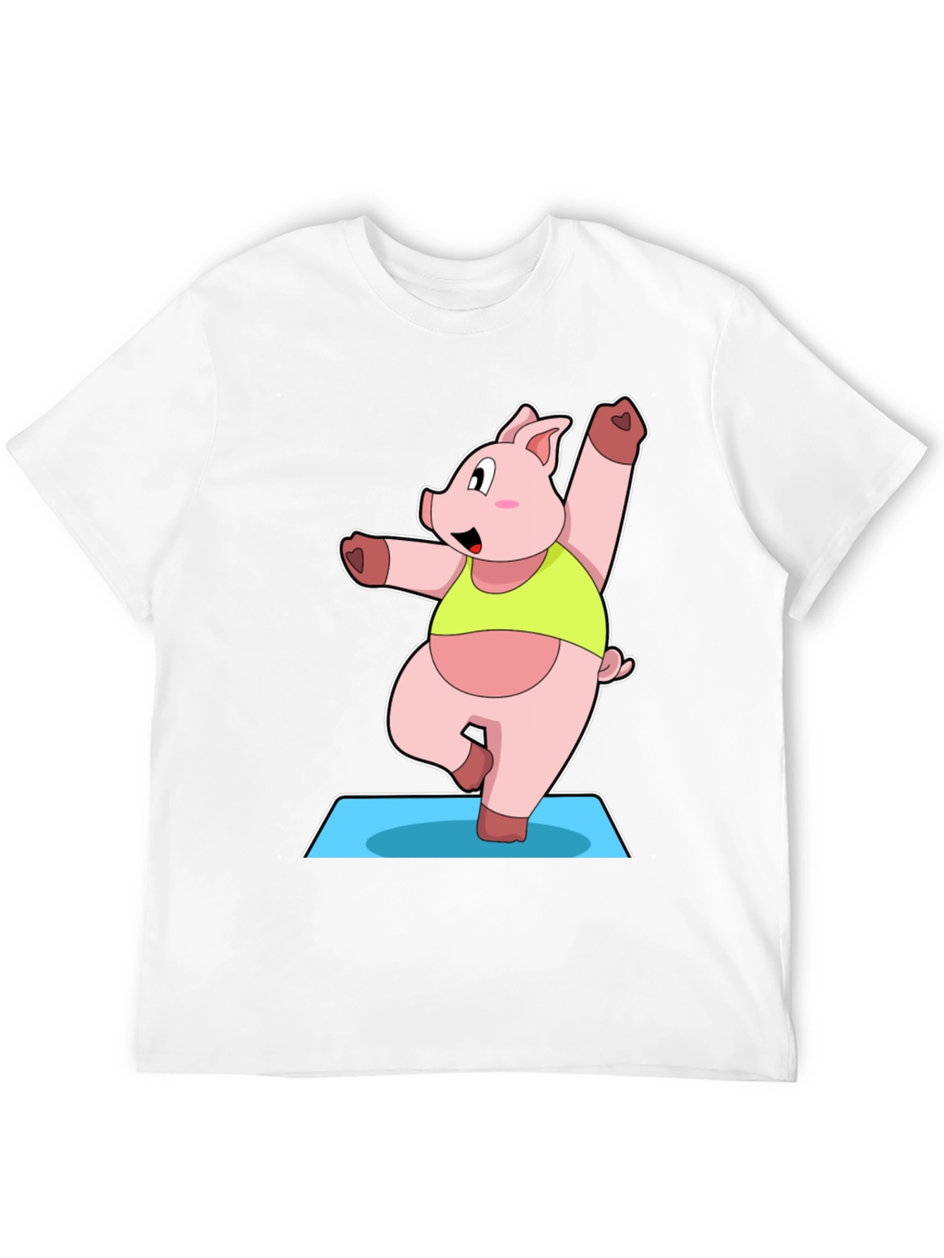 Black Yoga Pig Black T-Shirt - Funny Cartoon Animal Tee view 12