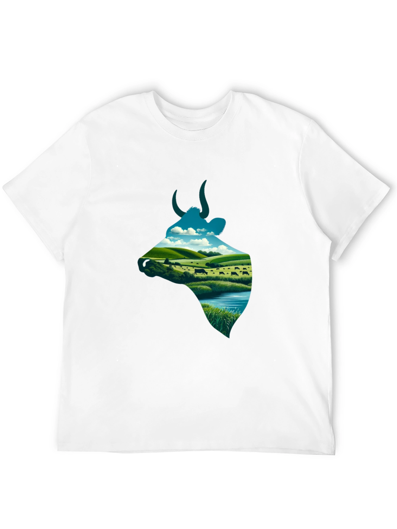 Black Cow Landscape Graphic Tee - Unique Men's Shirt view 12