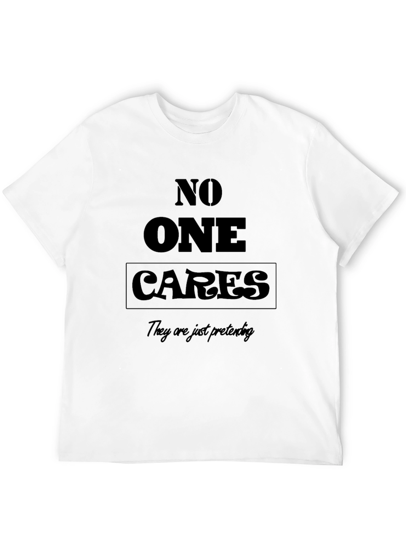 Black No One Cares Funny Sarcastic Black T-Shirt view 12