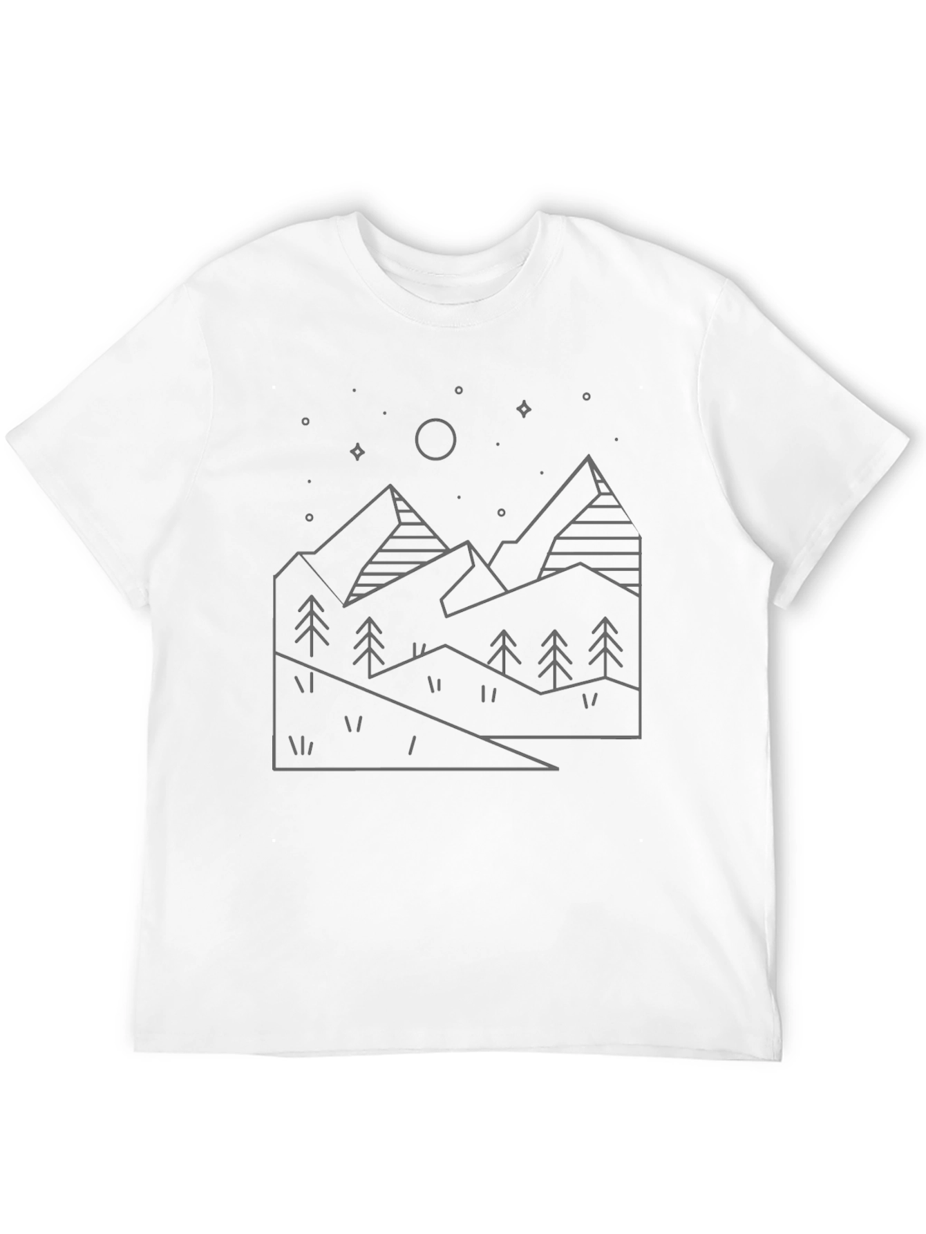 Black Minimalist Mountain Line Art Black T-Shirt view 12