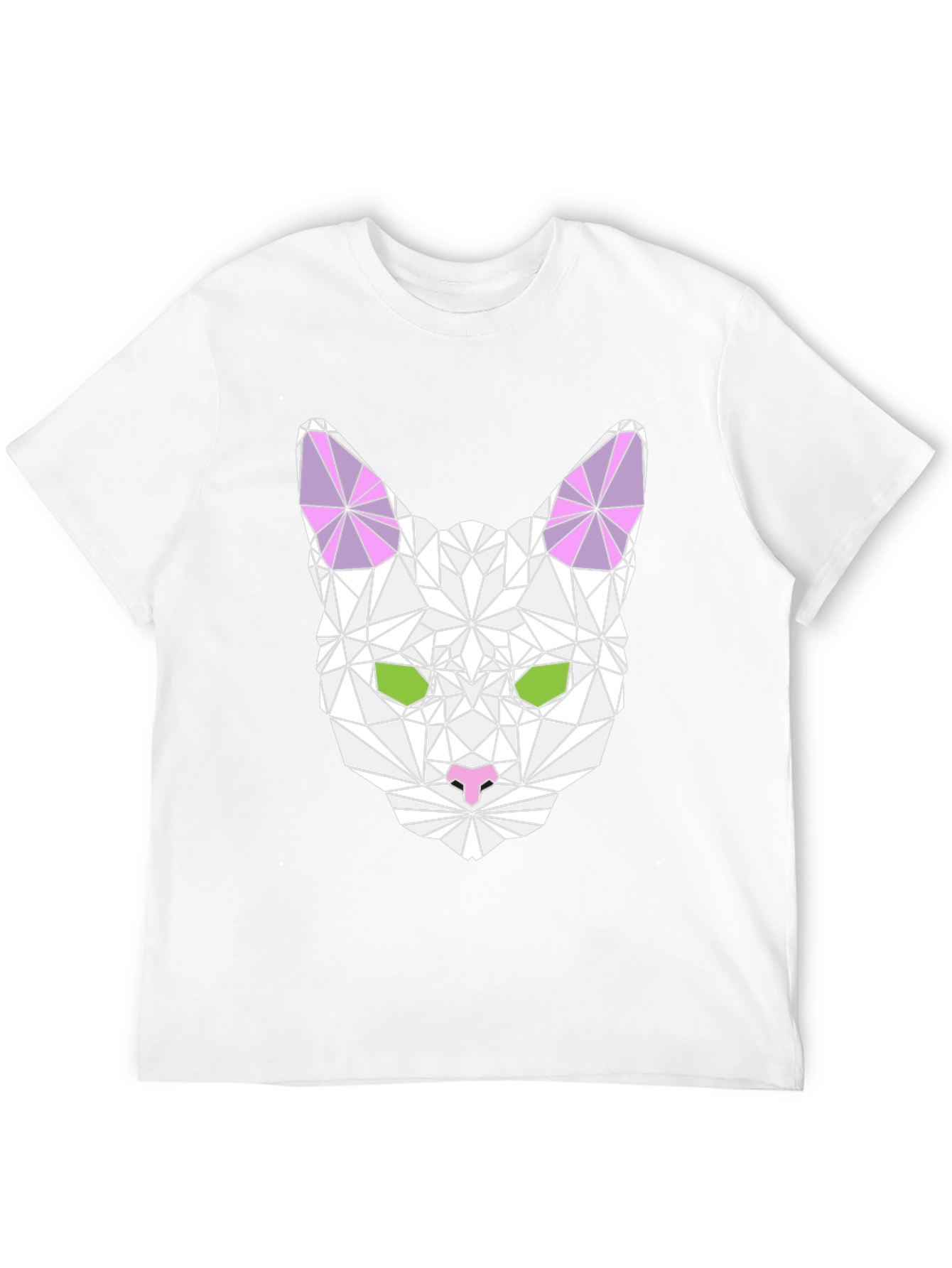 Black Geometric Cat Tee - Stylish Black T-Shirt view 12