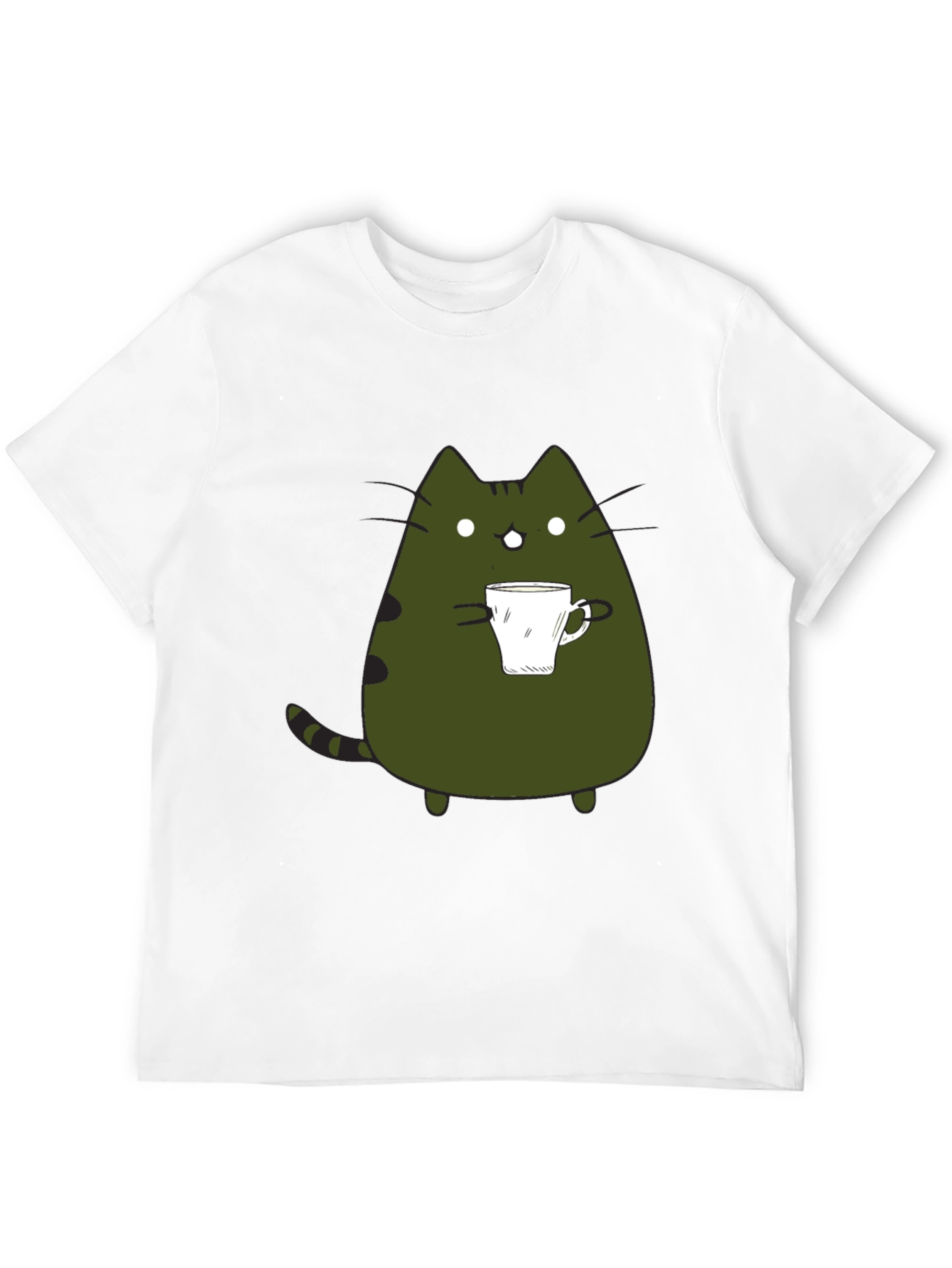 Black Cute Cat Coffee T-Shirt - Black Graphic Tee view 12