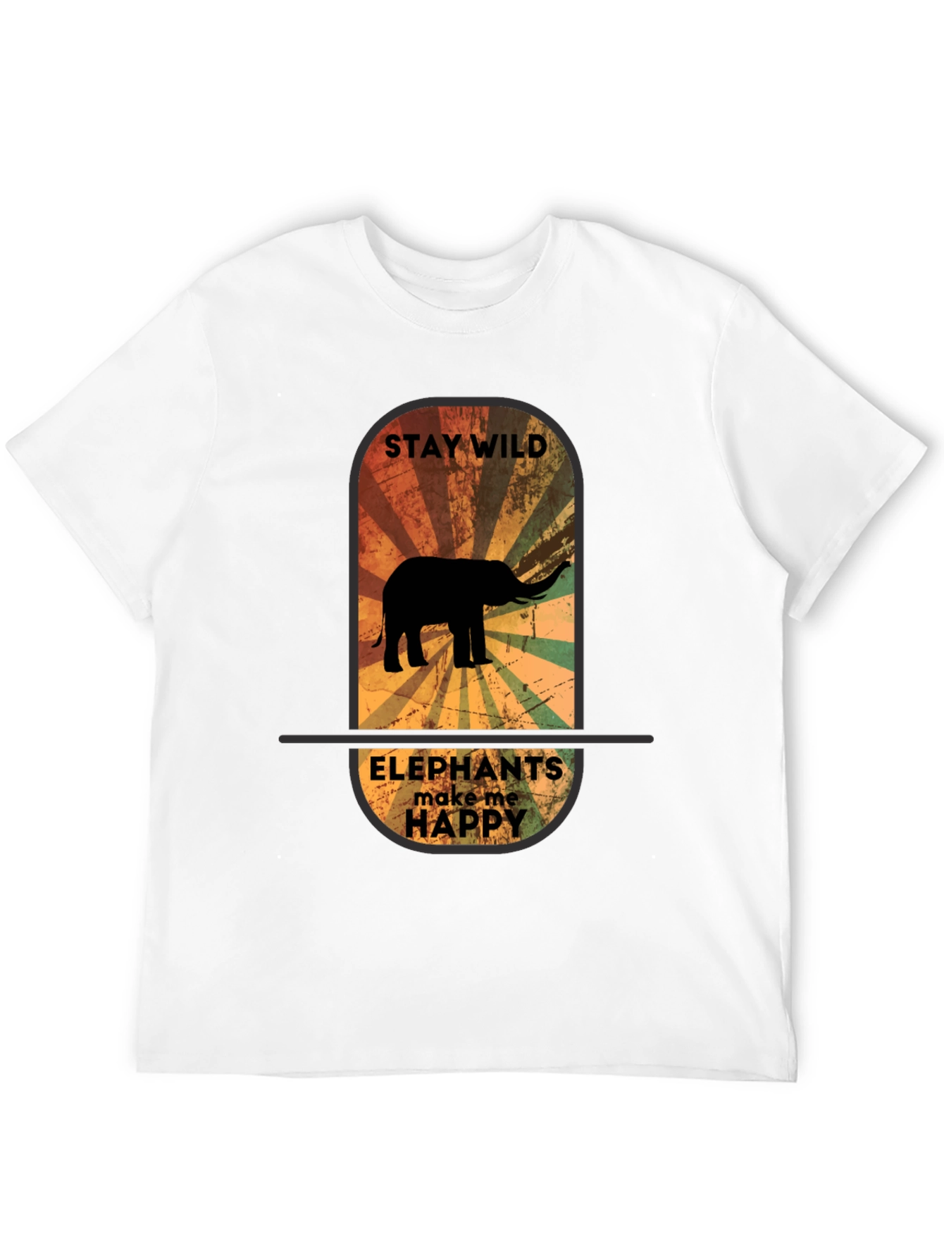 Stay Wild Elephant Graphic Tee - Unisex Black T-Shirt - 12