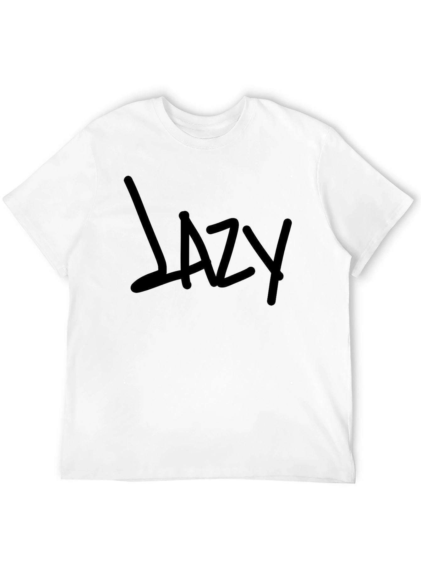 Black Lazy Graphic Print Men's Black T-Shirt view 12