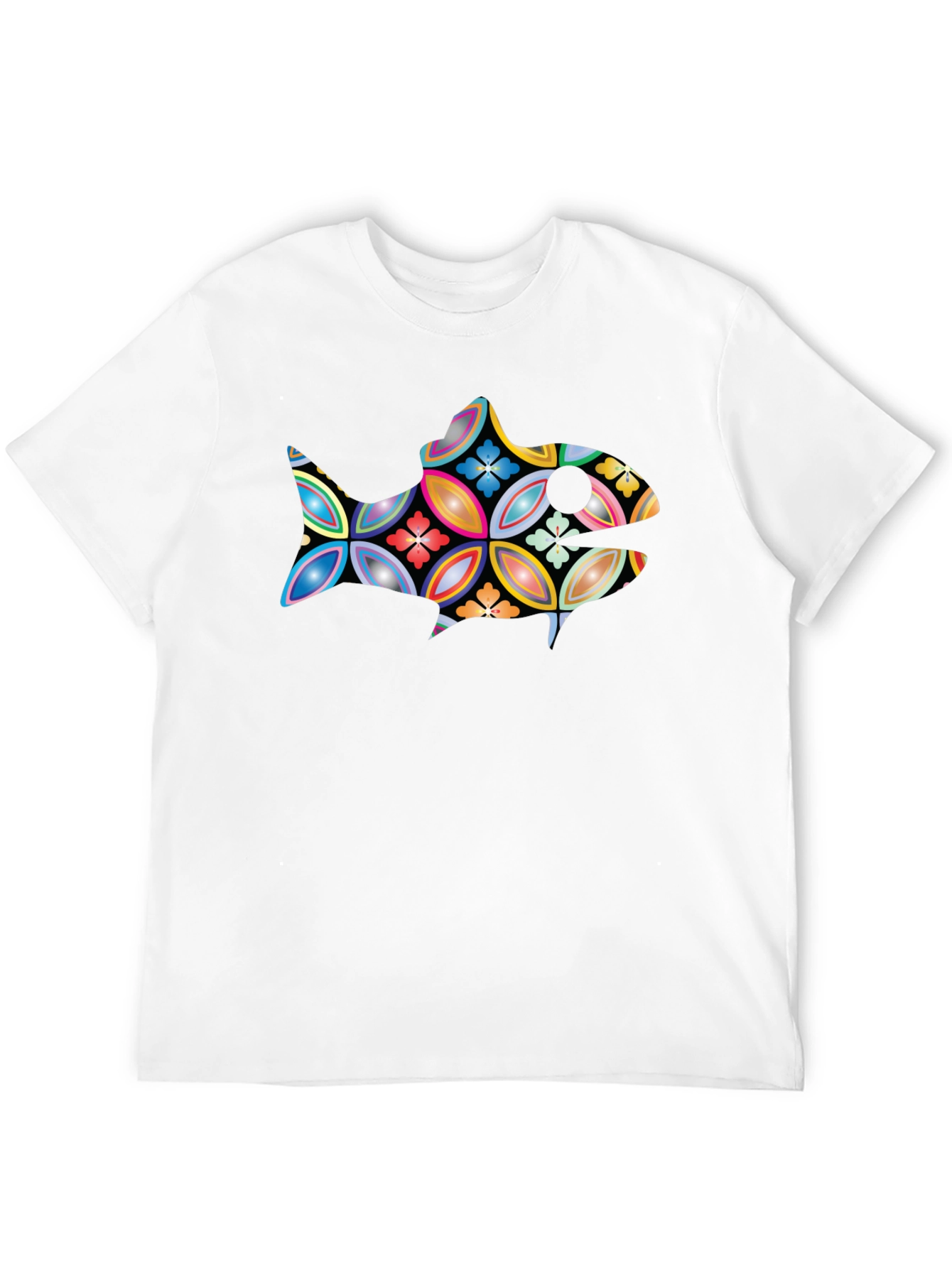 Black Abstract Fish Graphic Black T-Shirt view 12