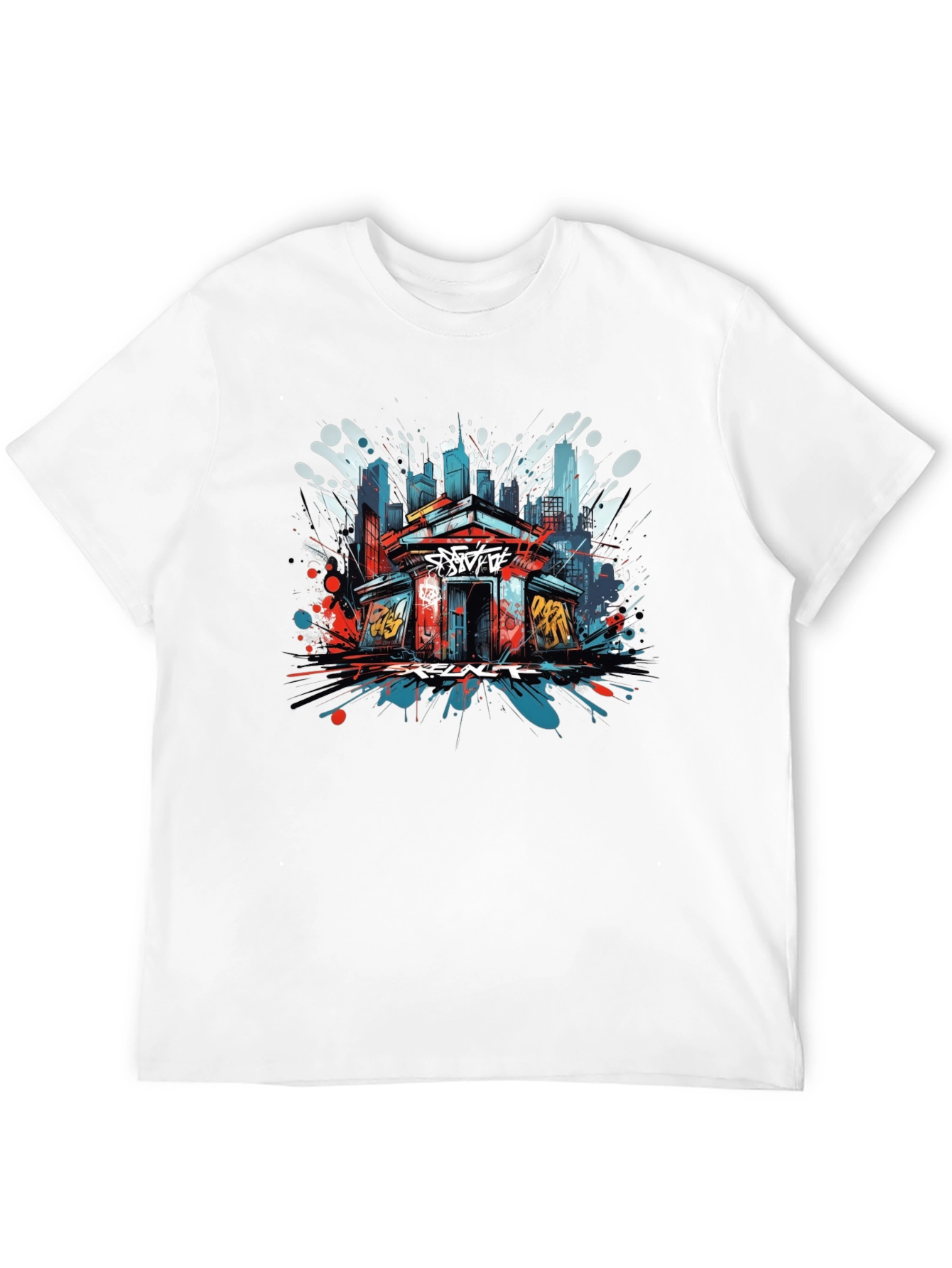 Black Urban Graffiti Art T-Shirt view 12