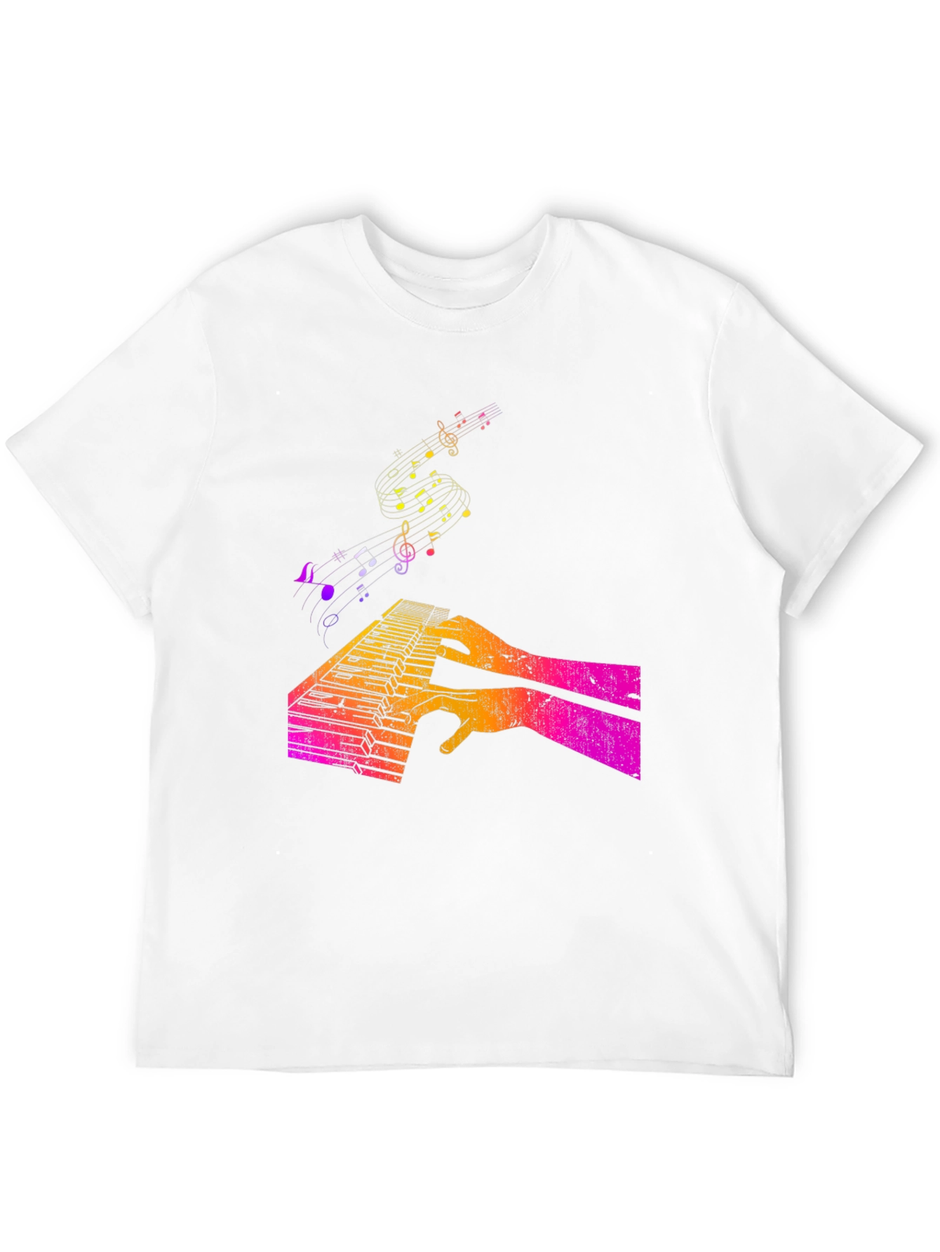 Black Piano Keys & Music Notes Graphic T-Shirt view 12